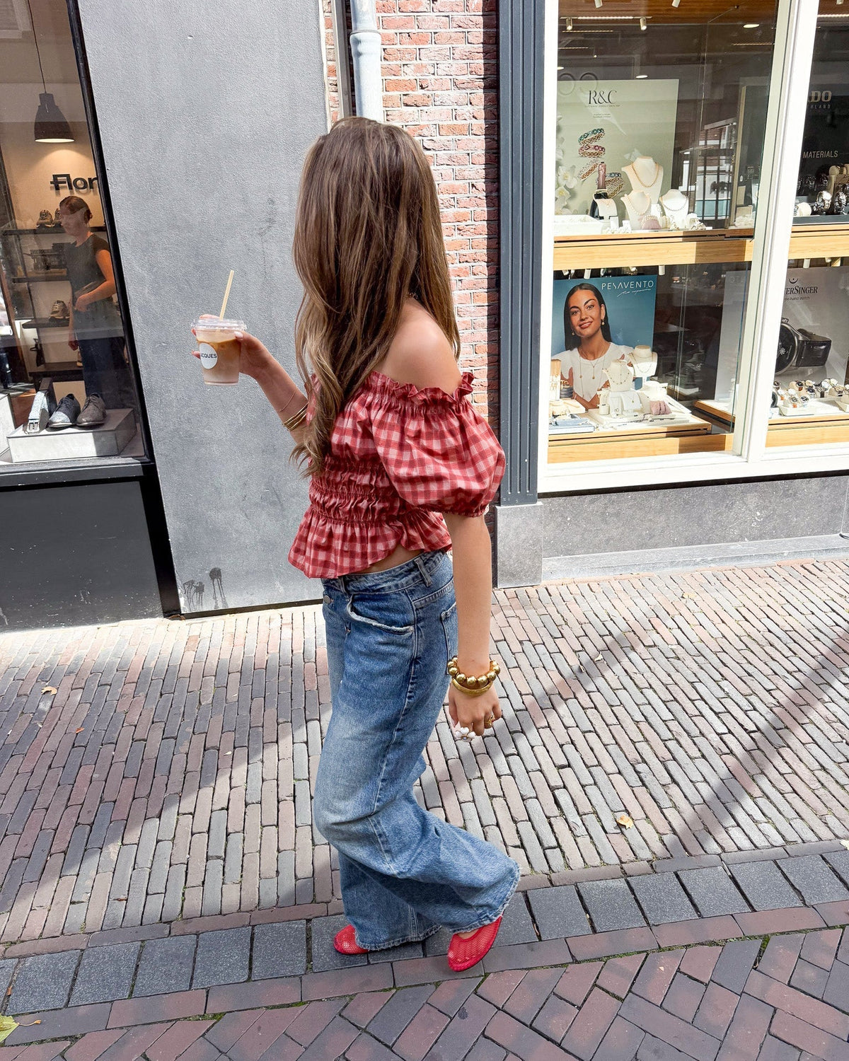 Lien Geruite Top | Red