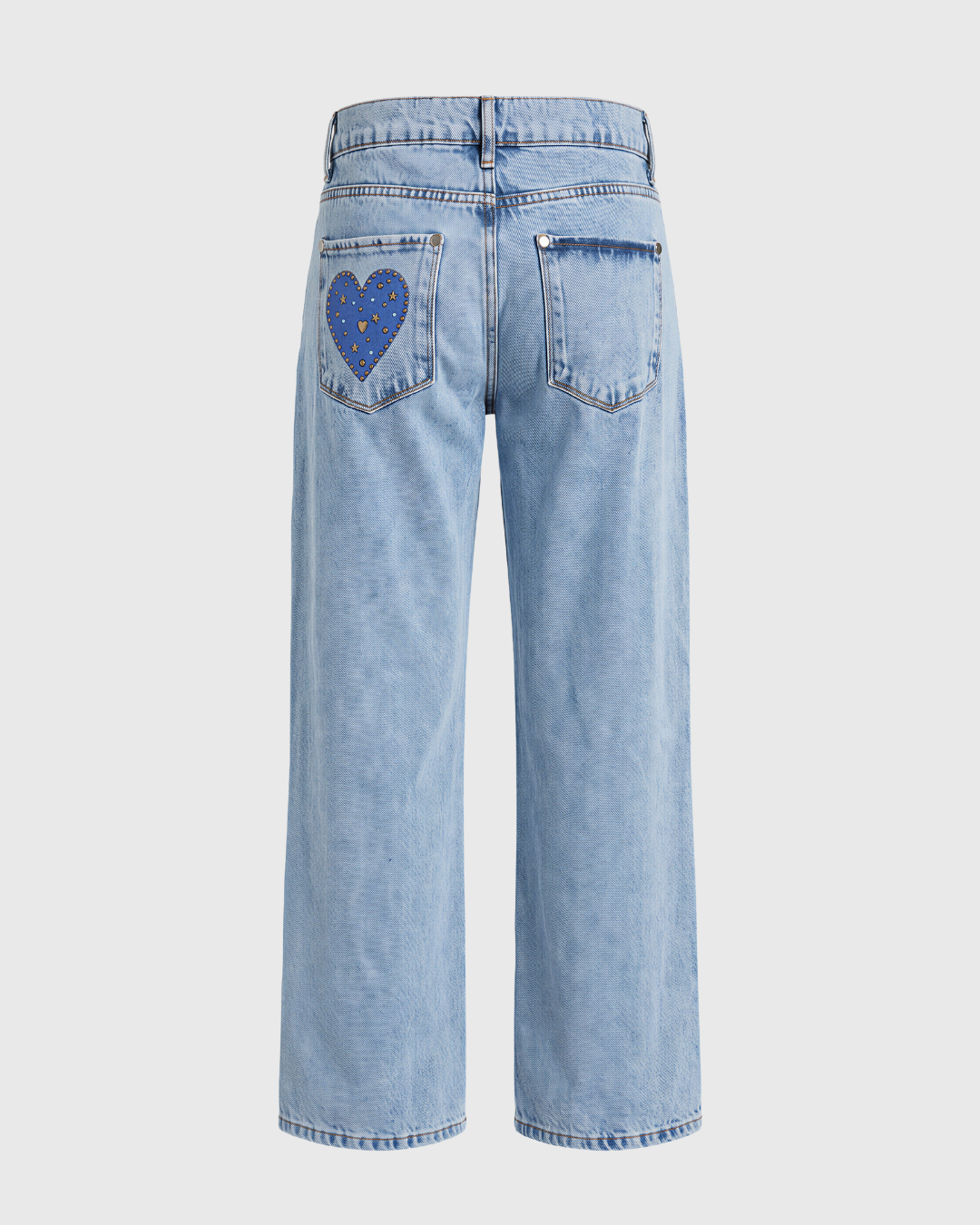 Heart Pocket Straight Leg Jeans