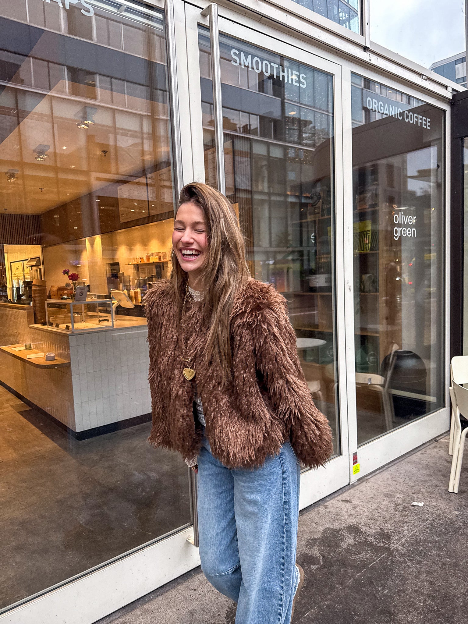 Anne Fluffy Jacket Brown