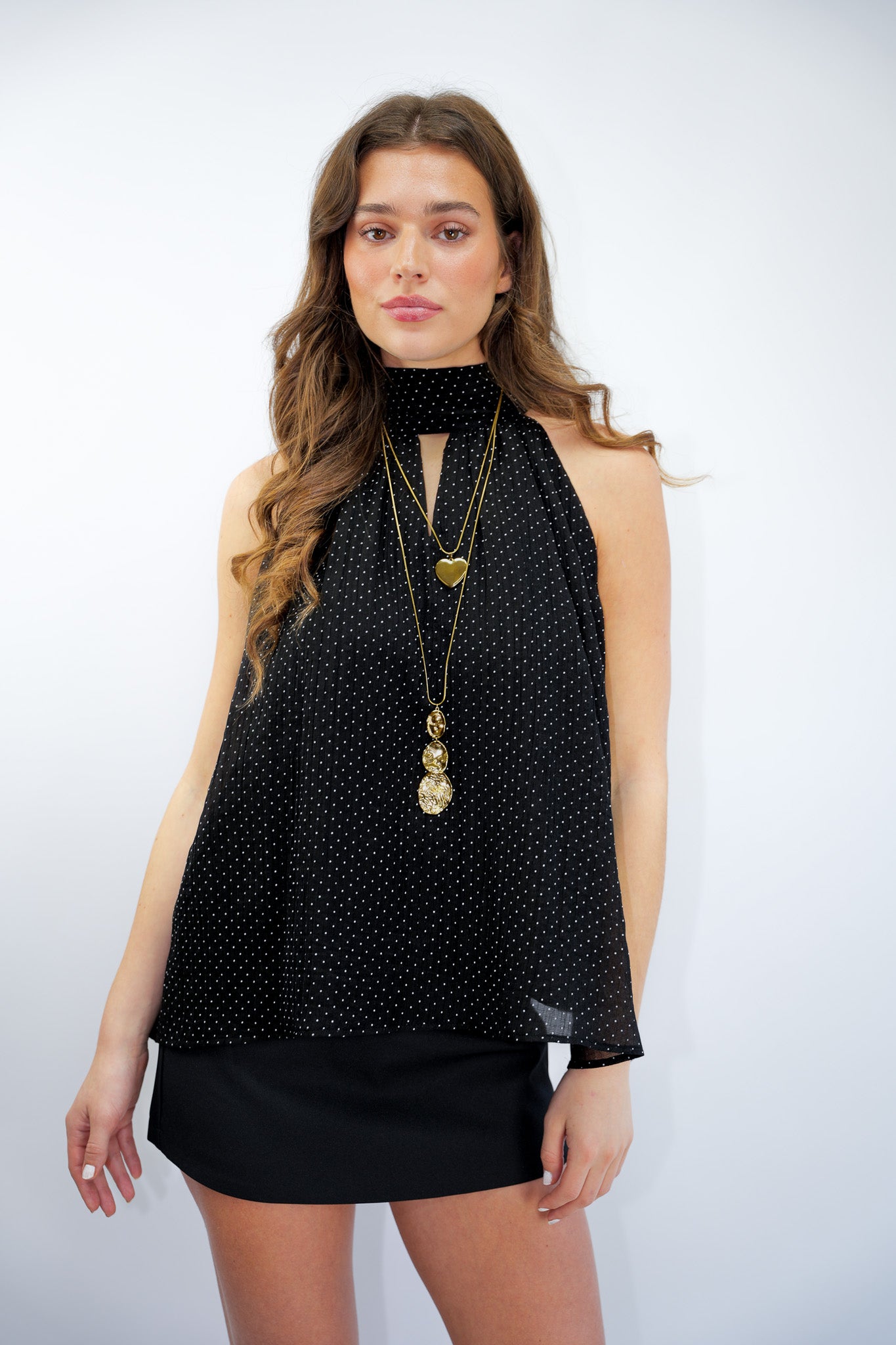 Dots Night Halter Top Black