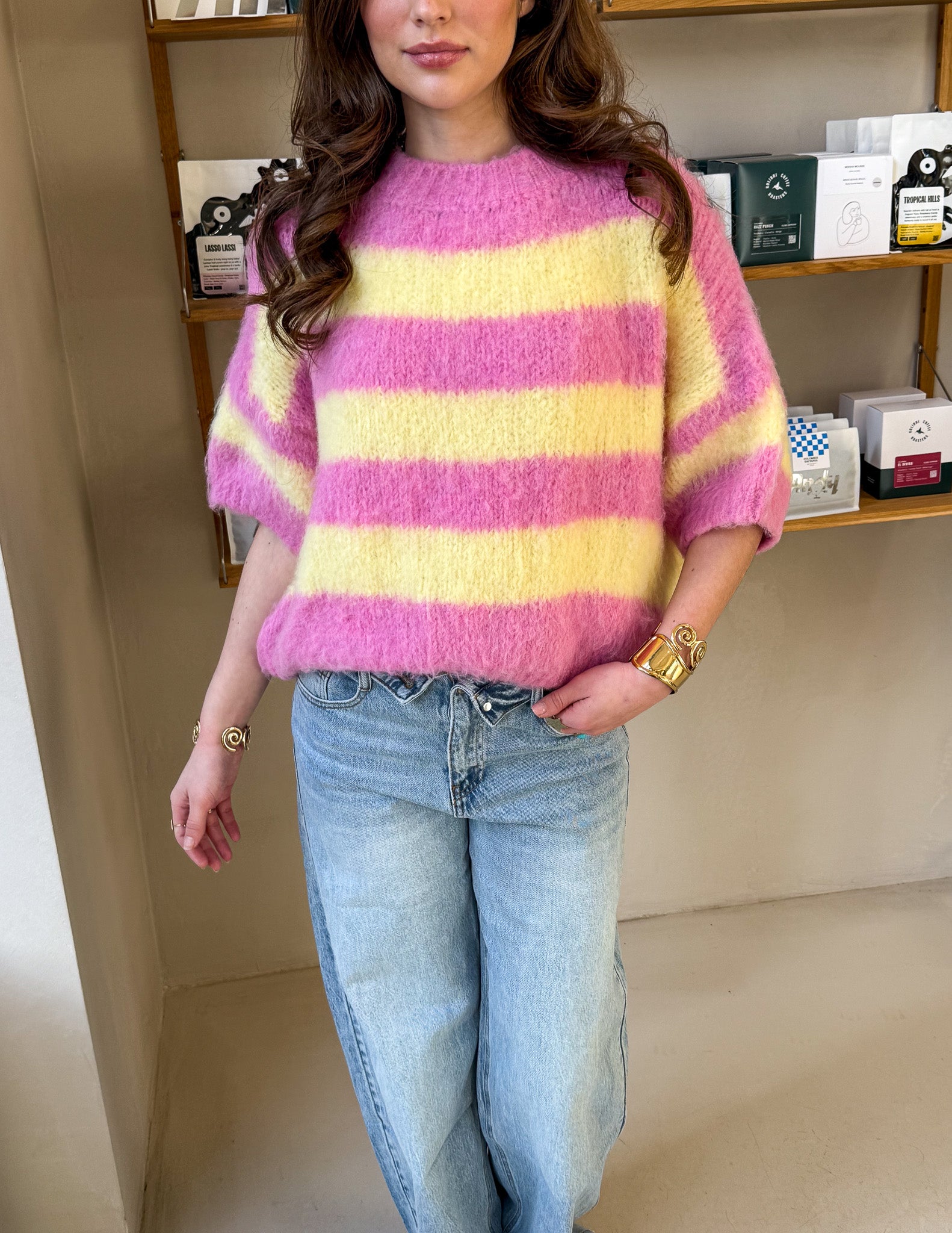 Drew Striped Knit Pink/Lemon