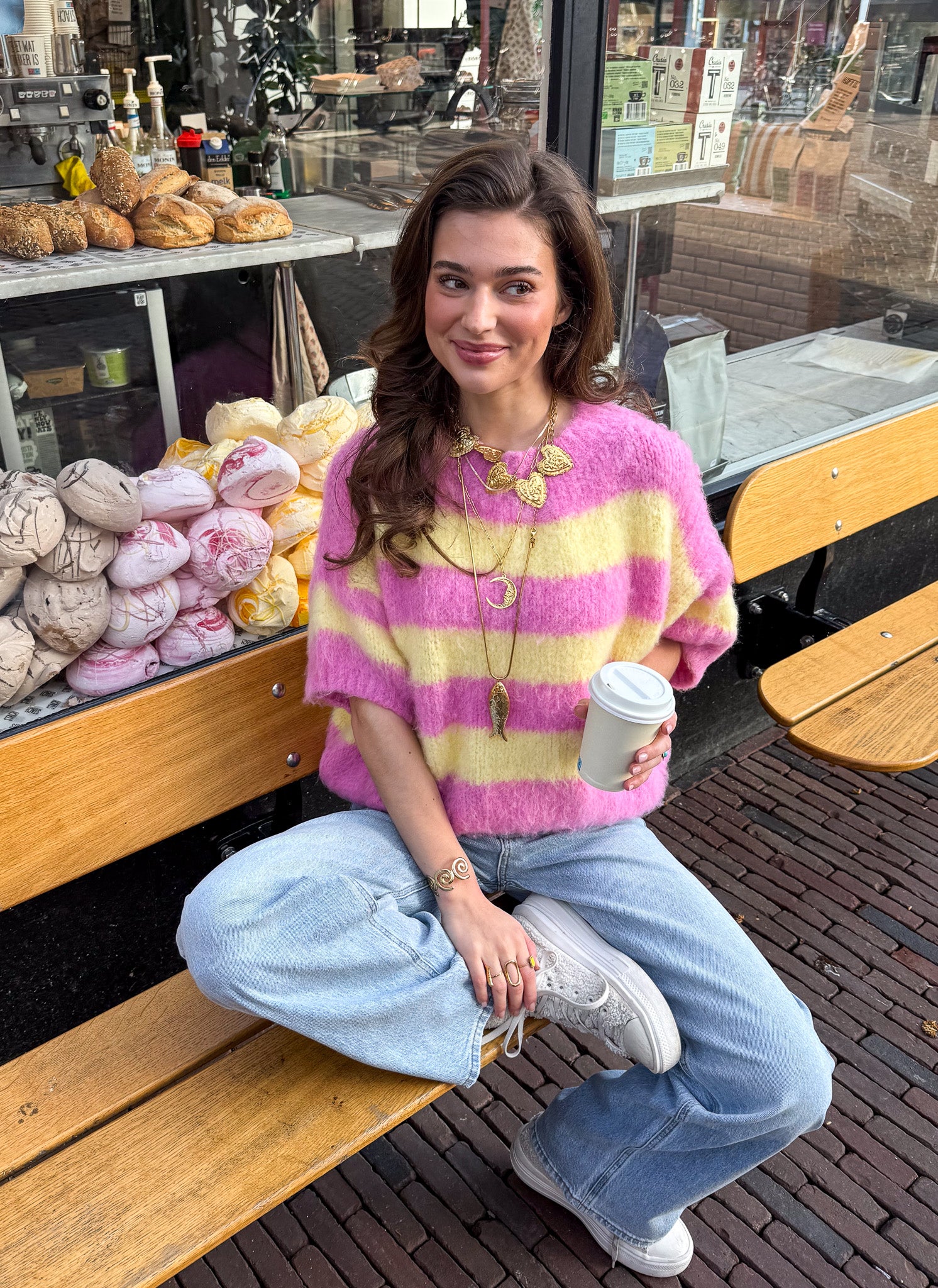 Drew Striped Knit Pink/Lemon