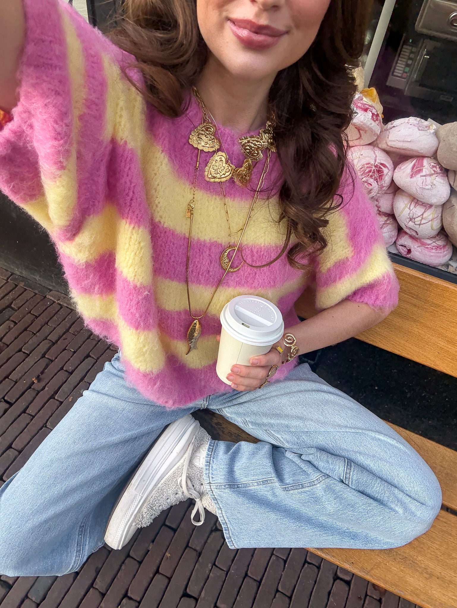 Drew Striped Knit Pink/Lemon