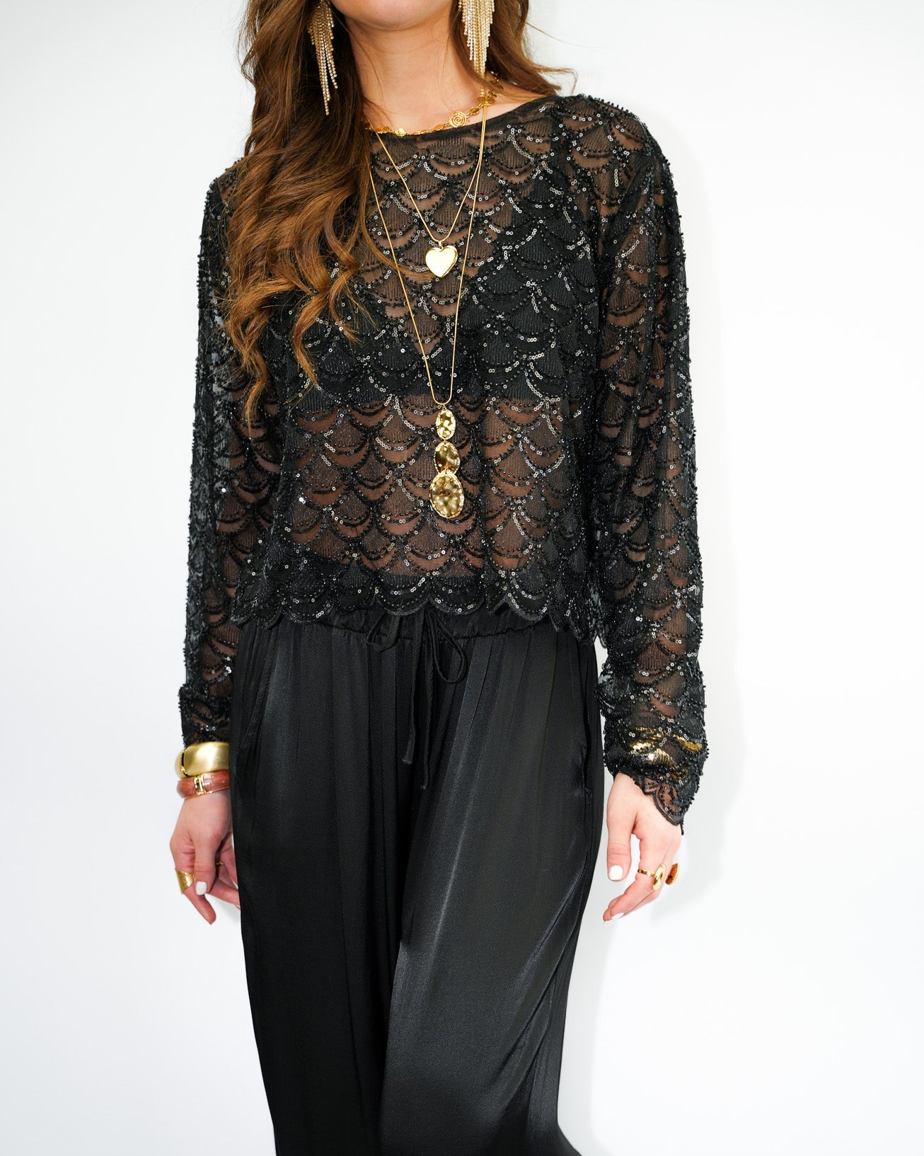 Elen Sparkle Top Black