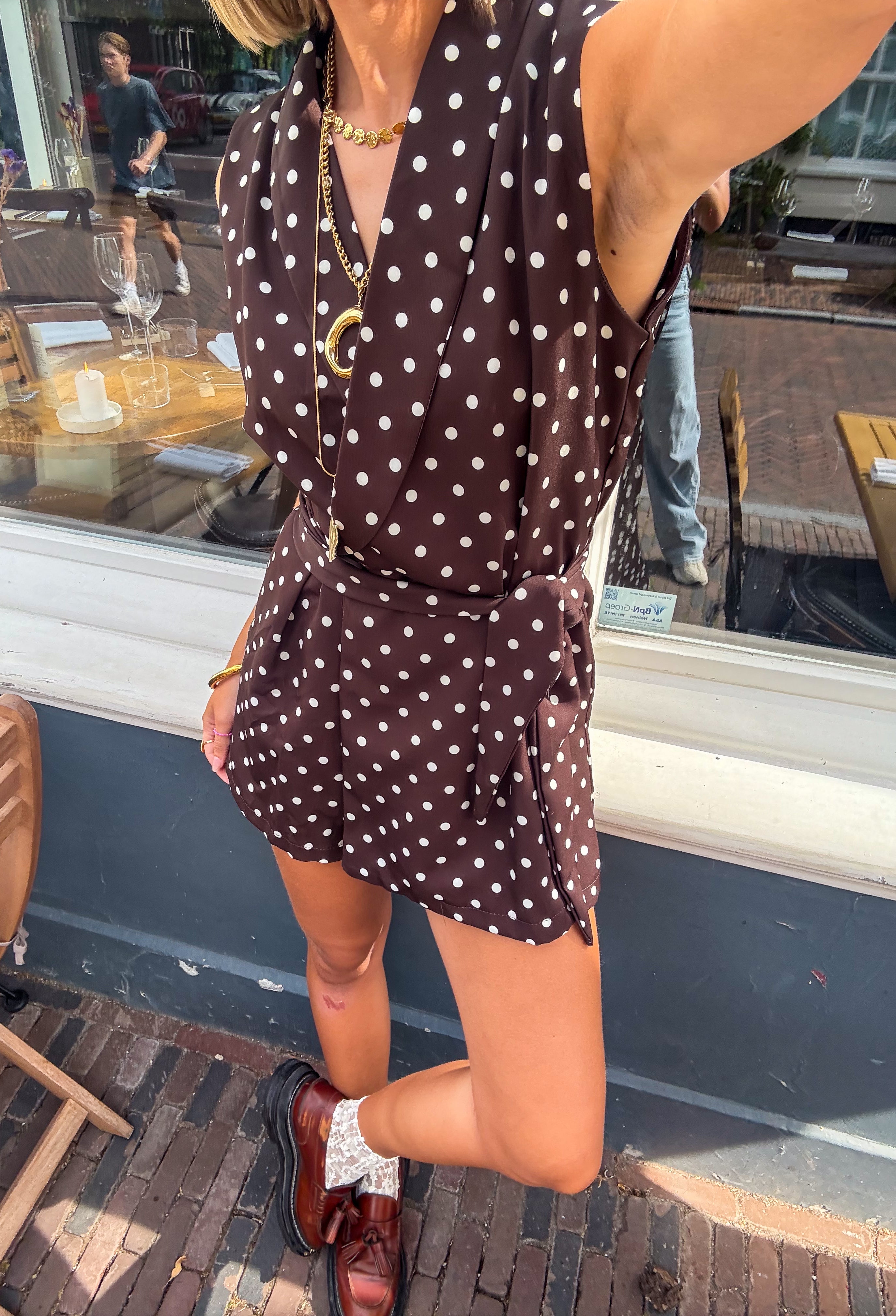 Emma Dots Playsuit Dots Brown