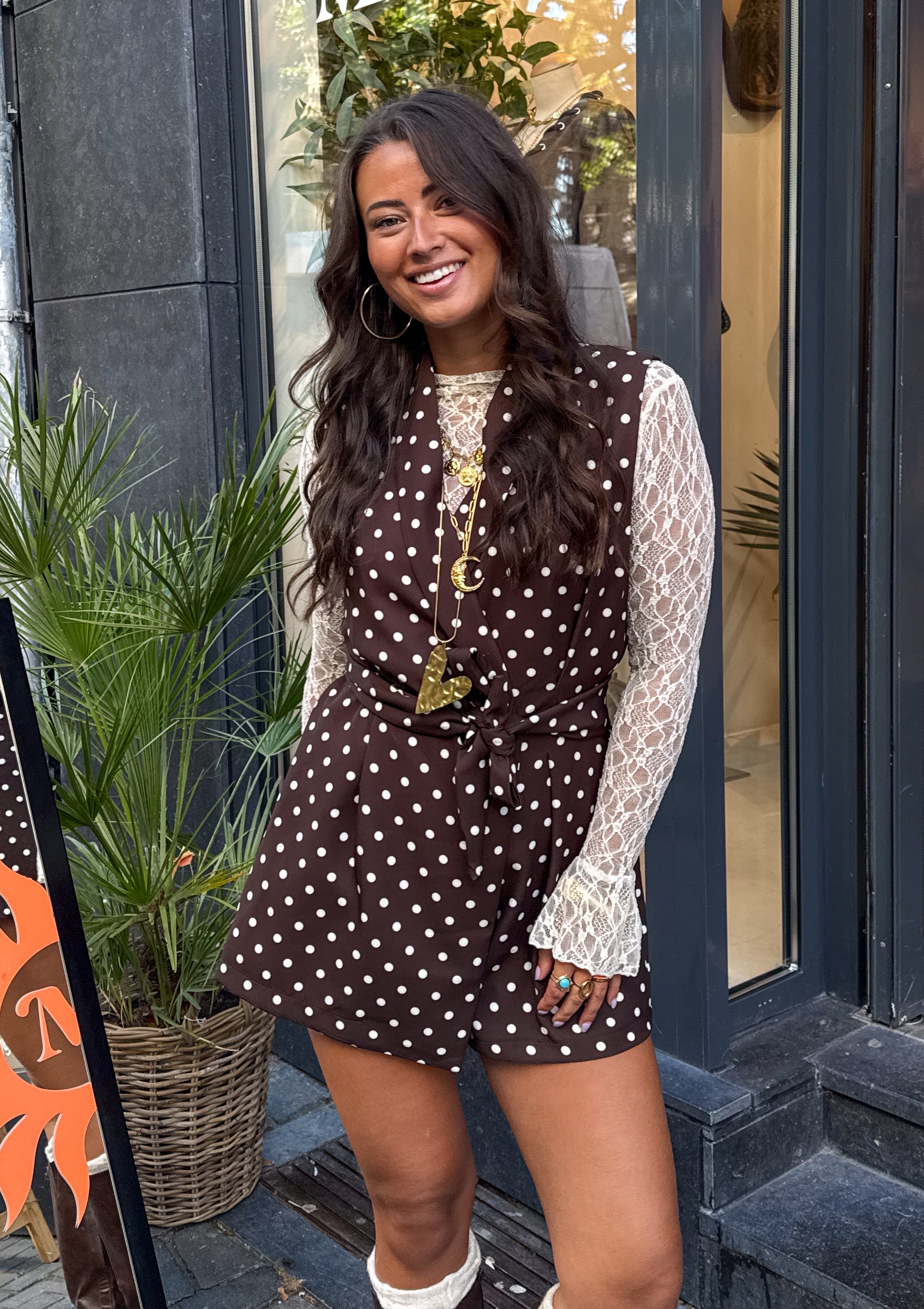 Emma Dots Playsuit Dots Brown