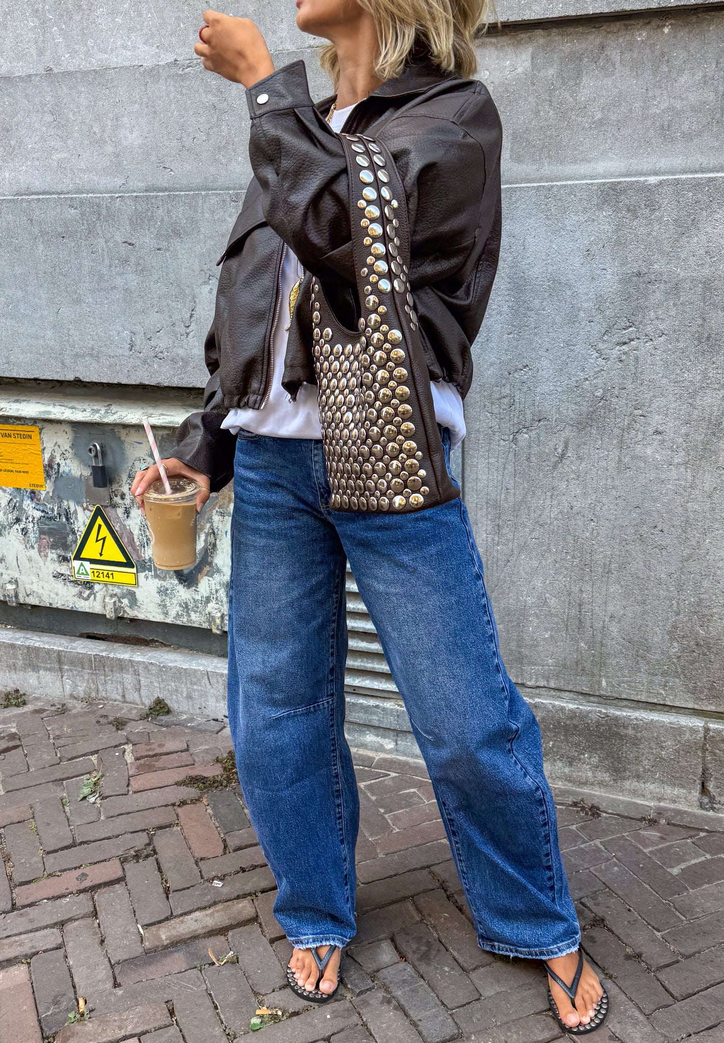 Frame Leather Bomber Jacket Brown