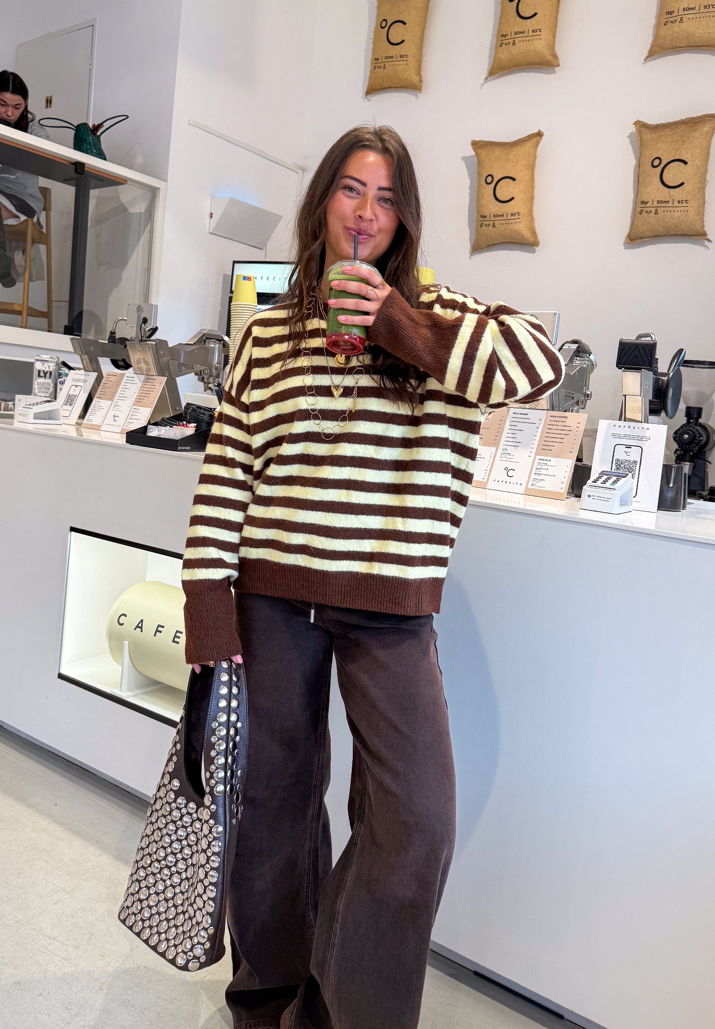 Pull rayé Gemma jaune/marron