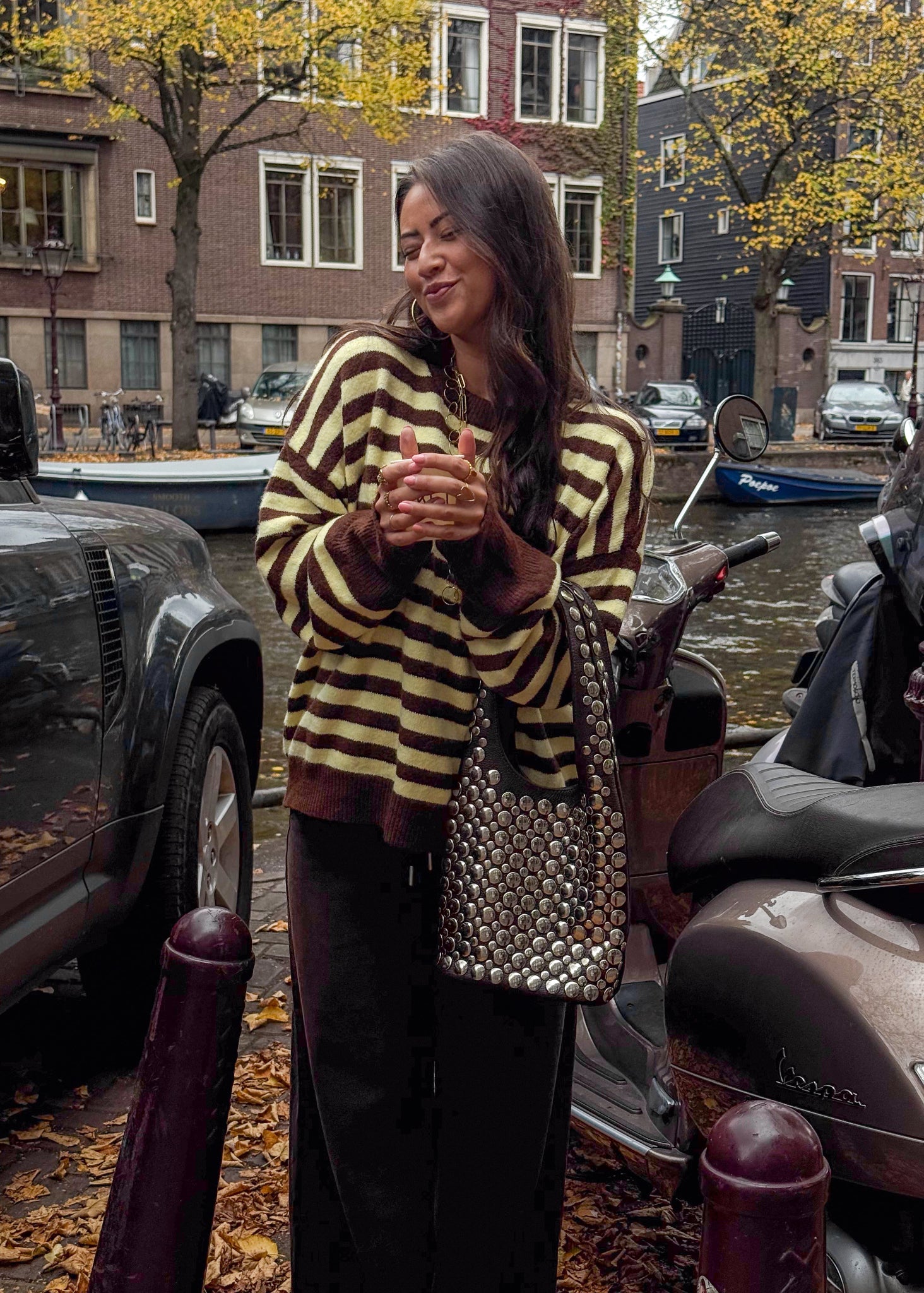 Pull rayé Gemma jaune/marron