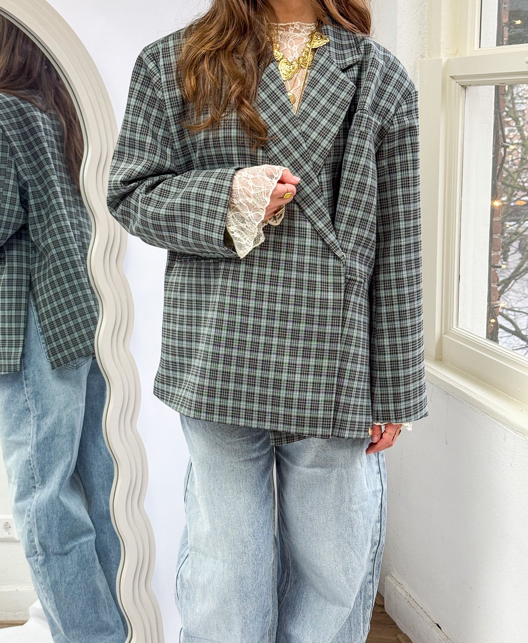 Saint Blazer Checked Blue