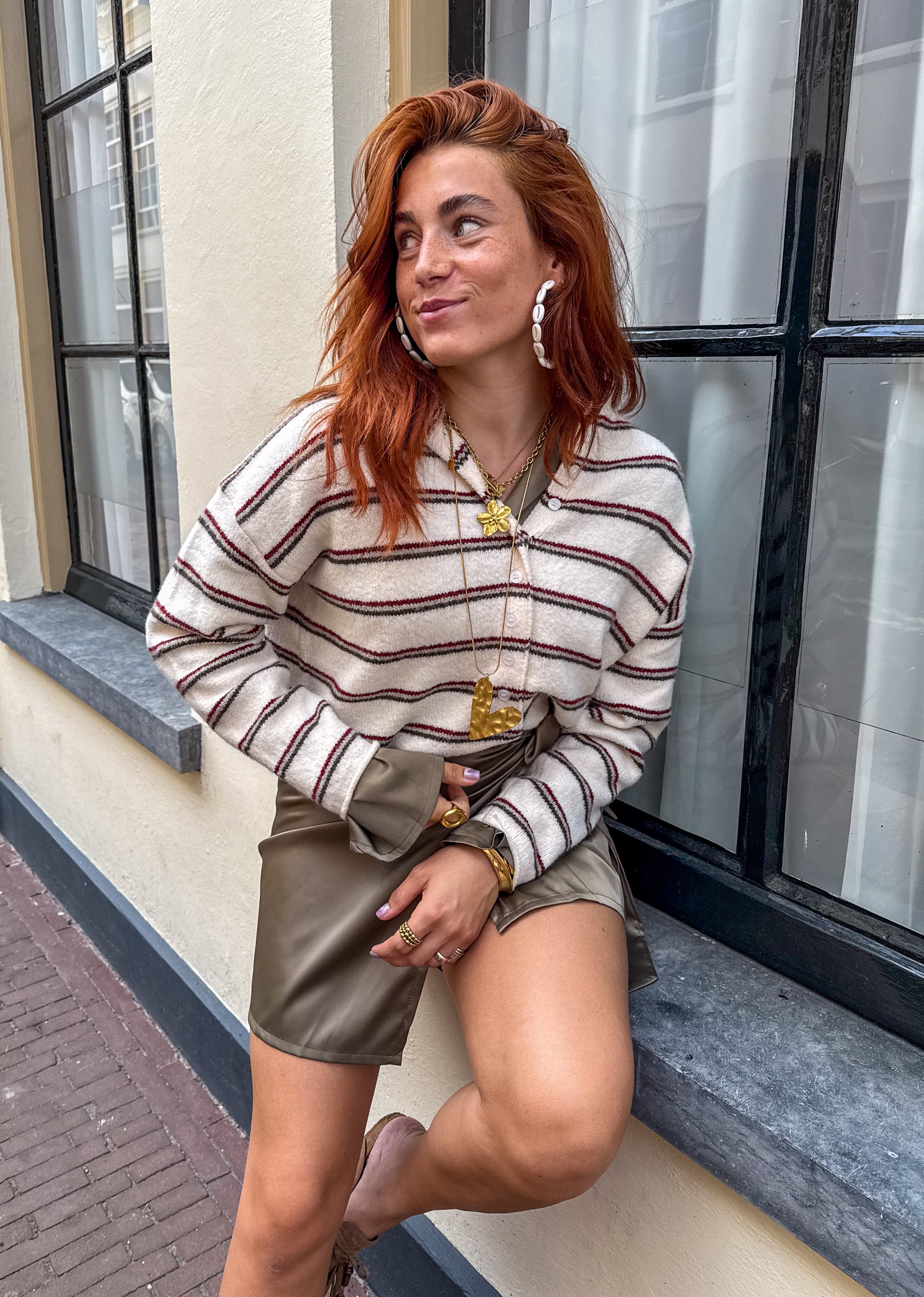 Mona Striped Vest Beige