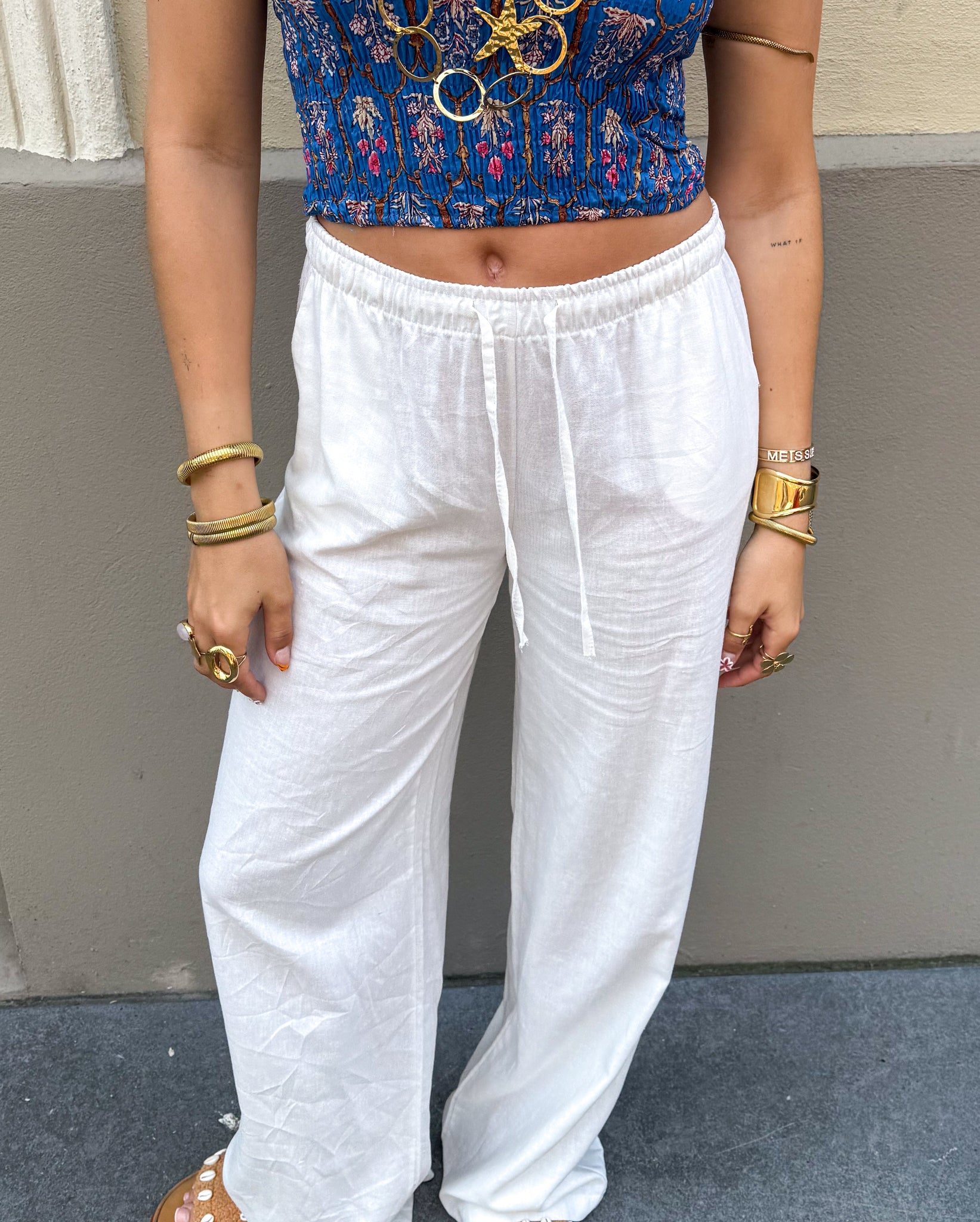 Compliment Linen Trousers White - Tall