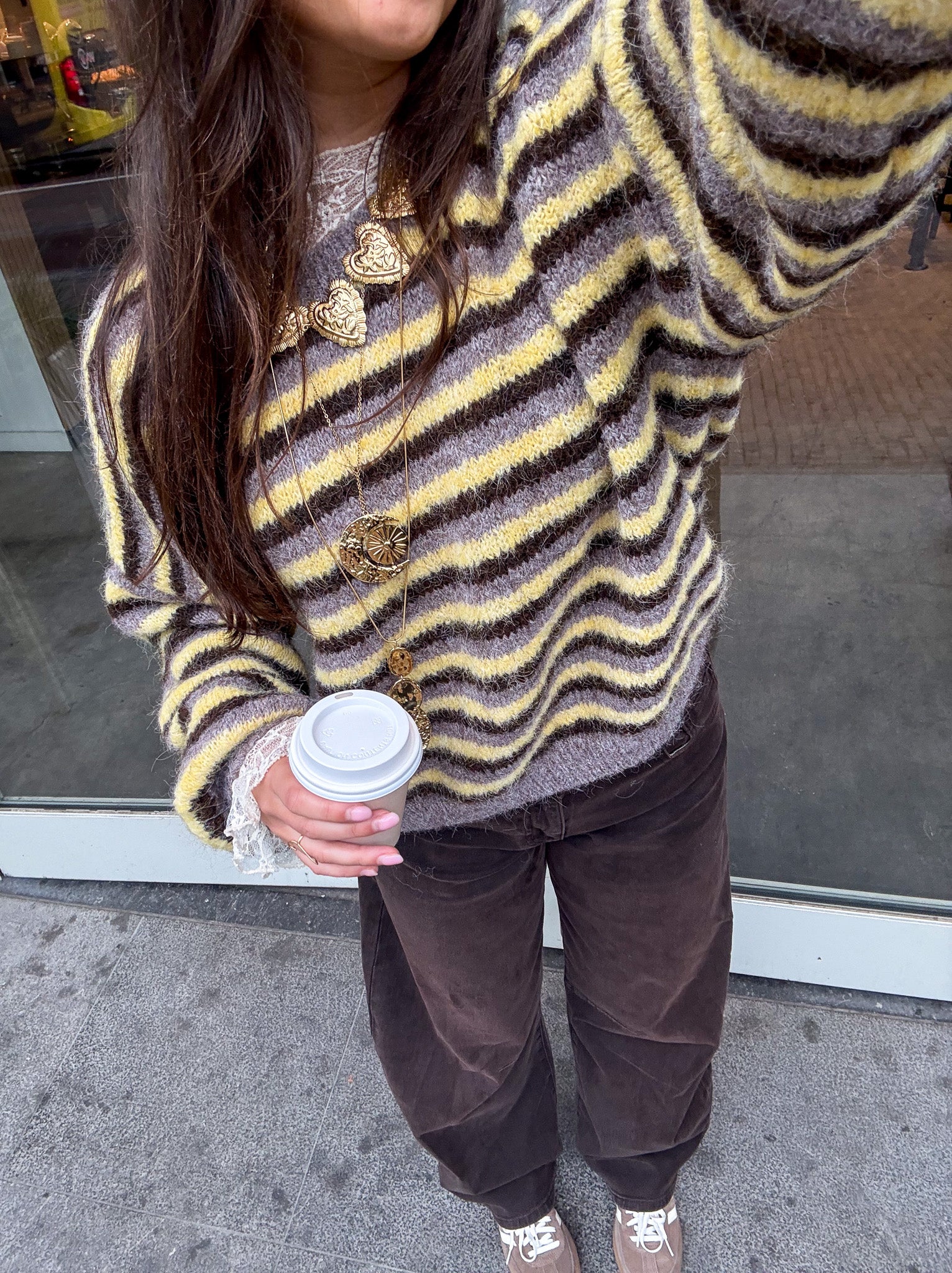 Louna Striped Knit Grey Lemon