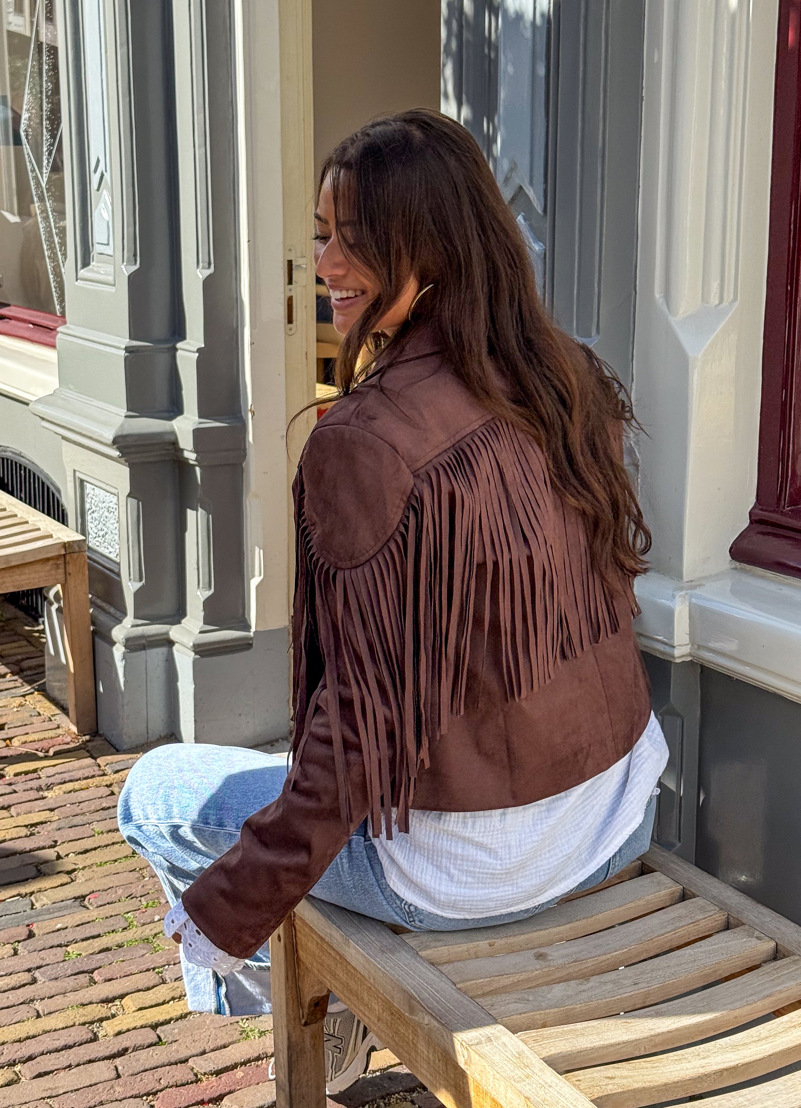 Maui Fringe Jacket Brown