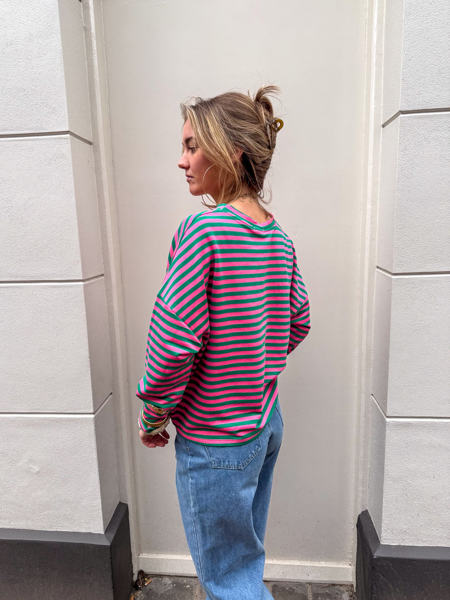 Mave Striped Top Green Pink