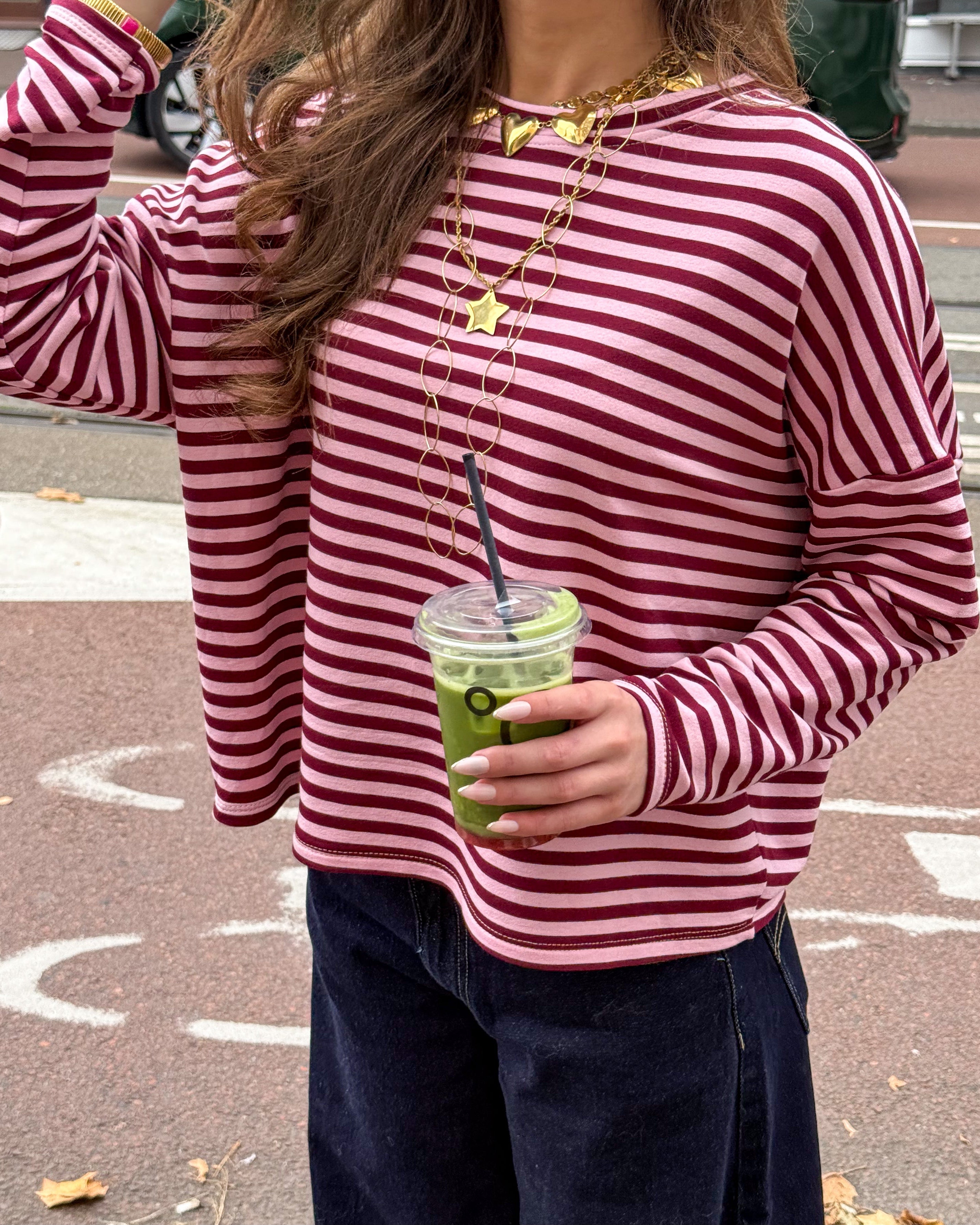Mave Striped Top Bordeaux Rose