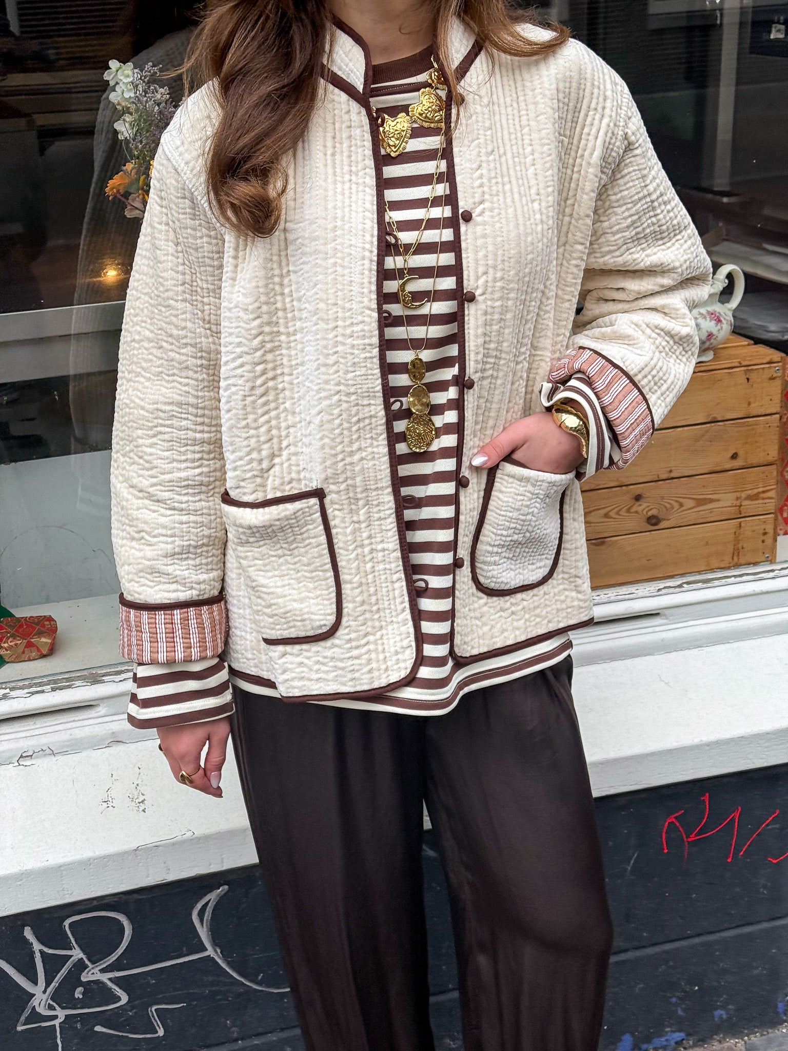 Stripes on Stripes Longsleeve Brown/Creme