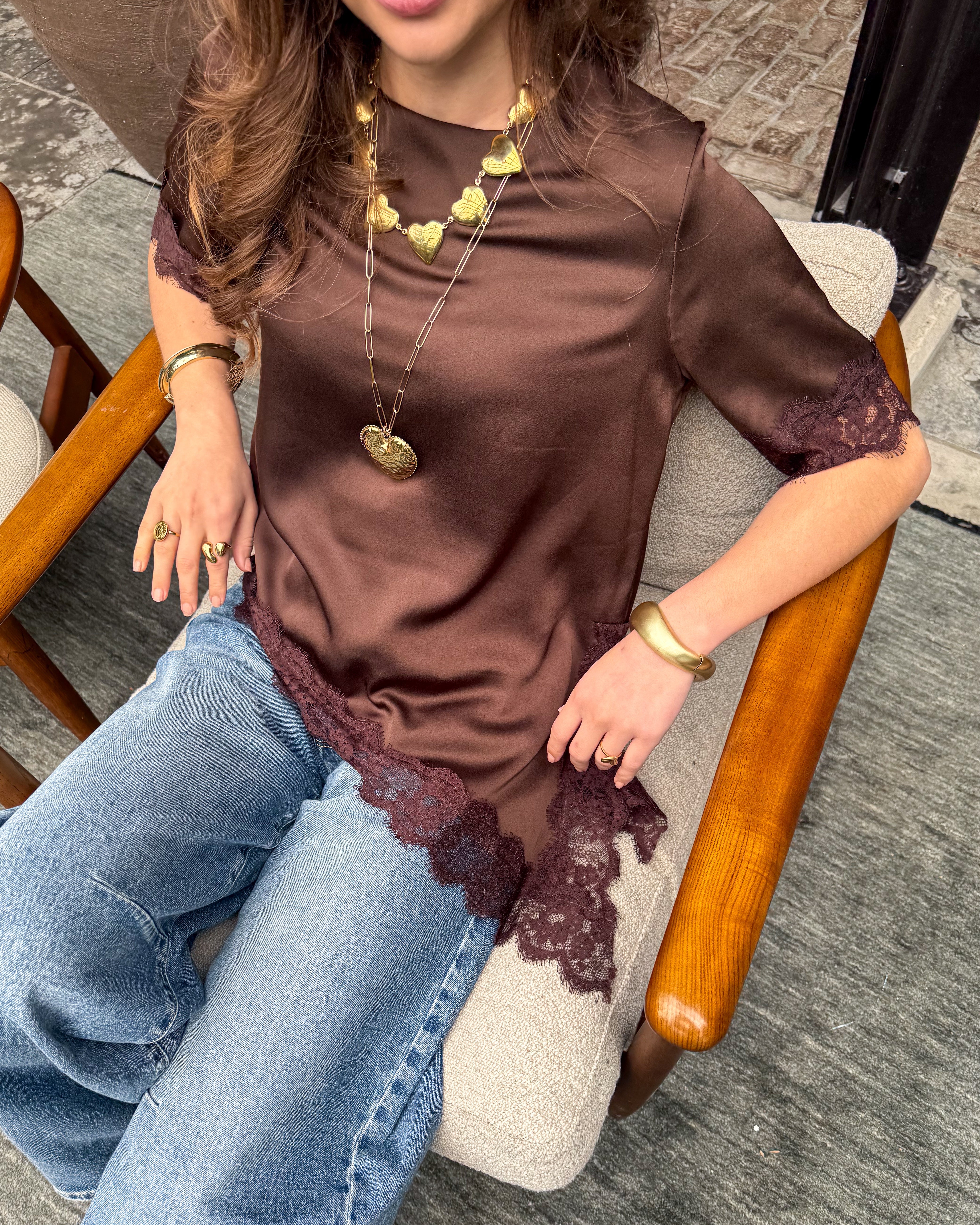 Misty Lace Top Brown