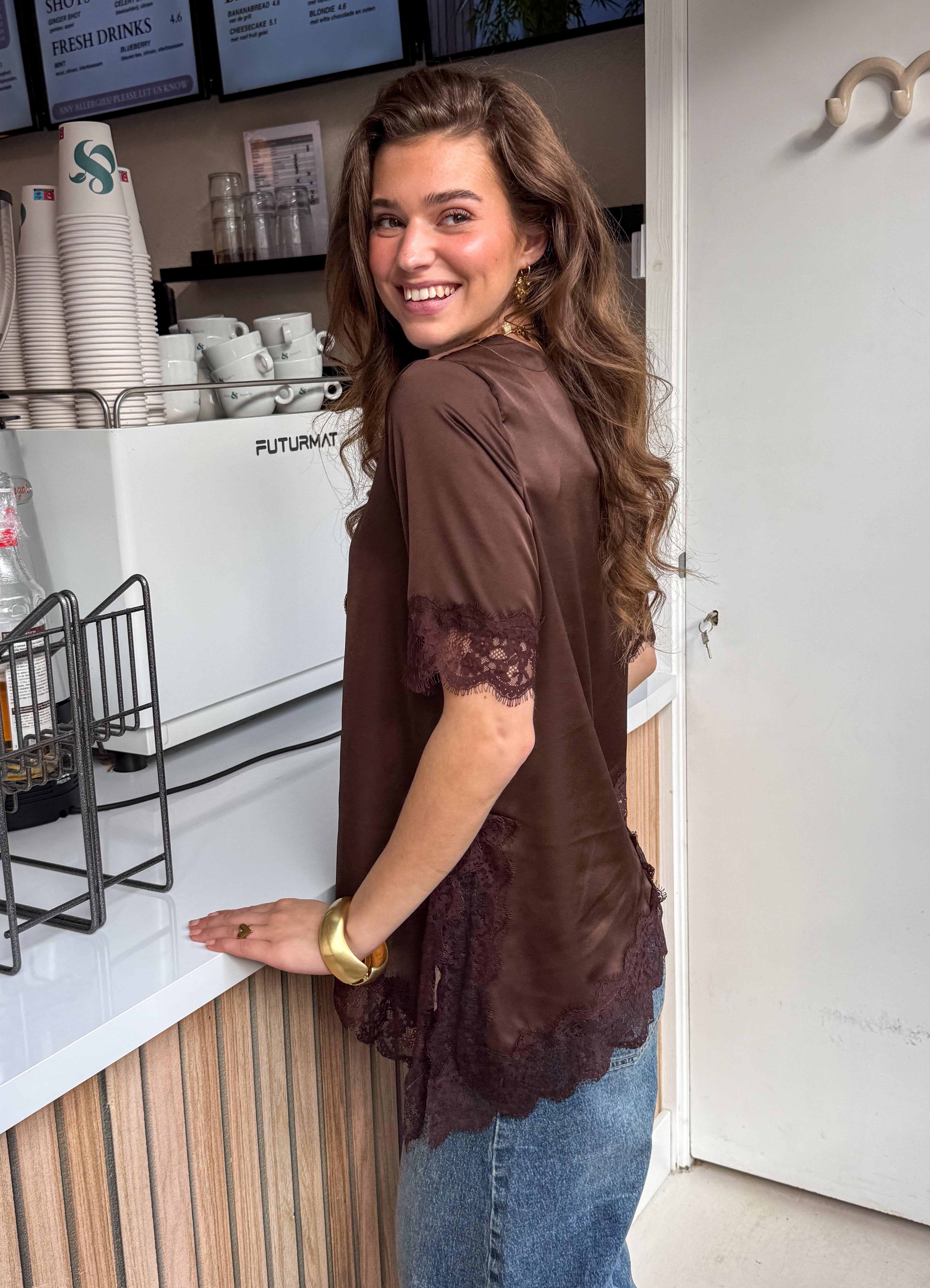 Misty Lace Top Brown
