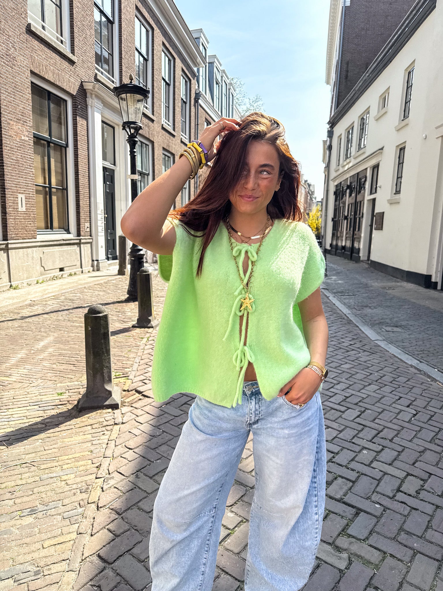 Grace Bow Gilet Mint