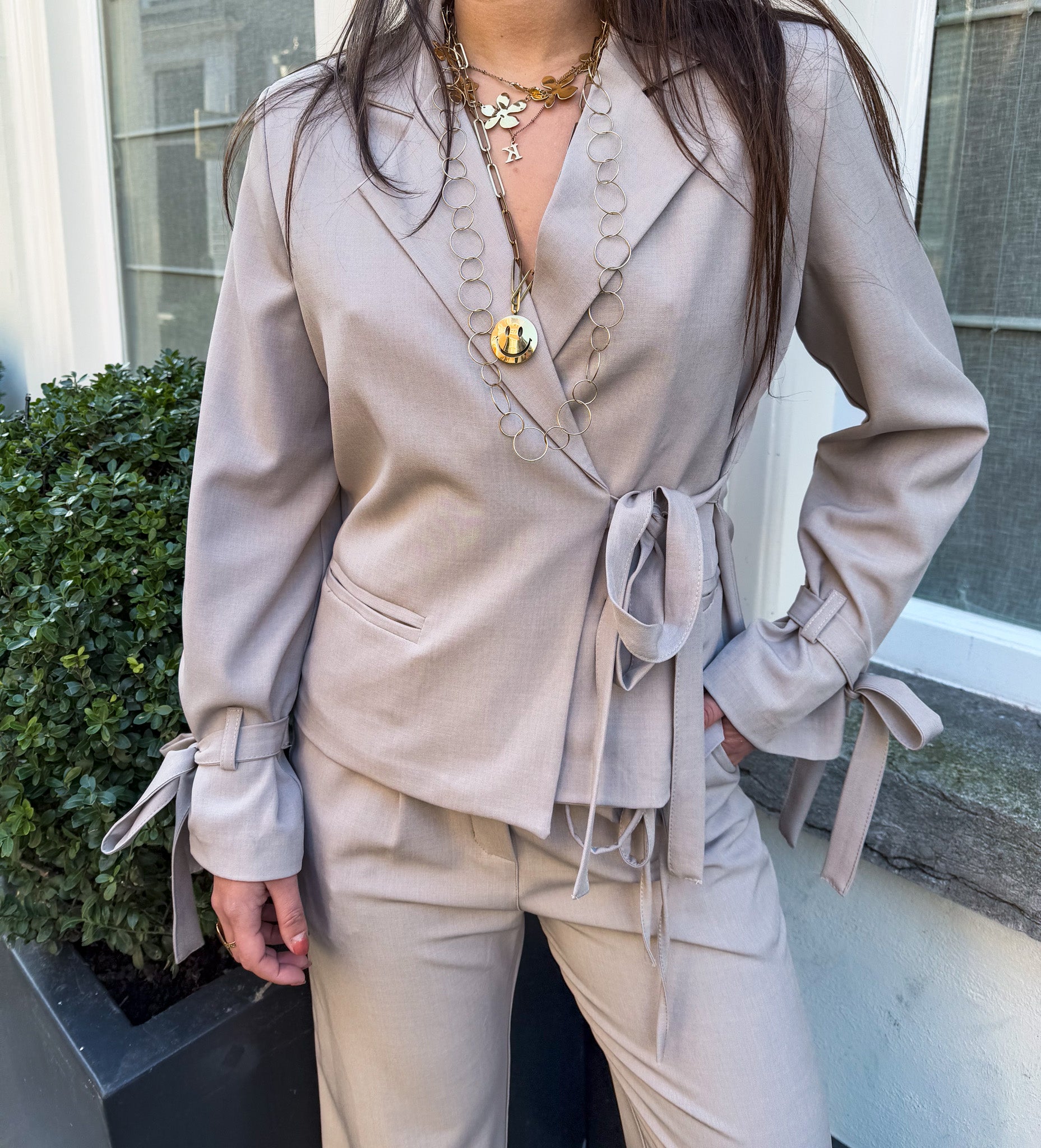 Nina Blazer Sleeve Detail Taupe