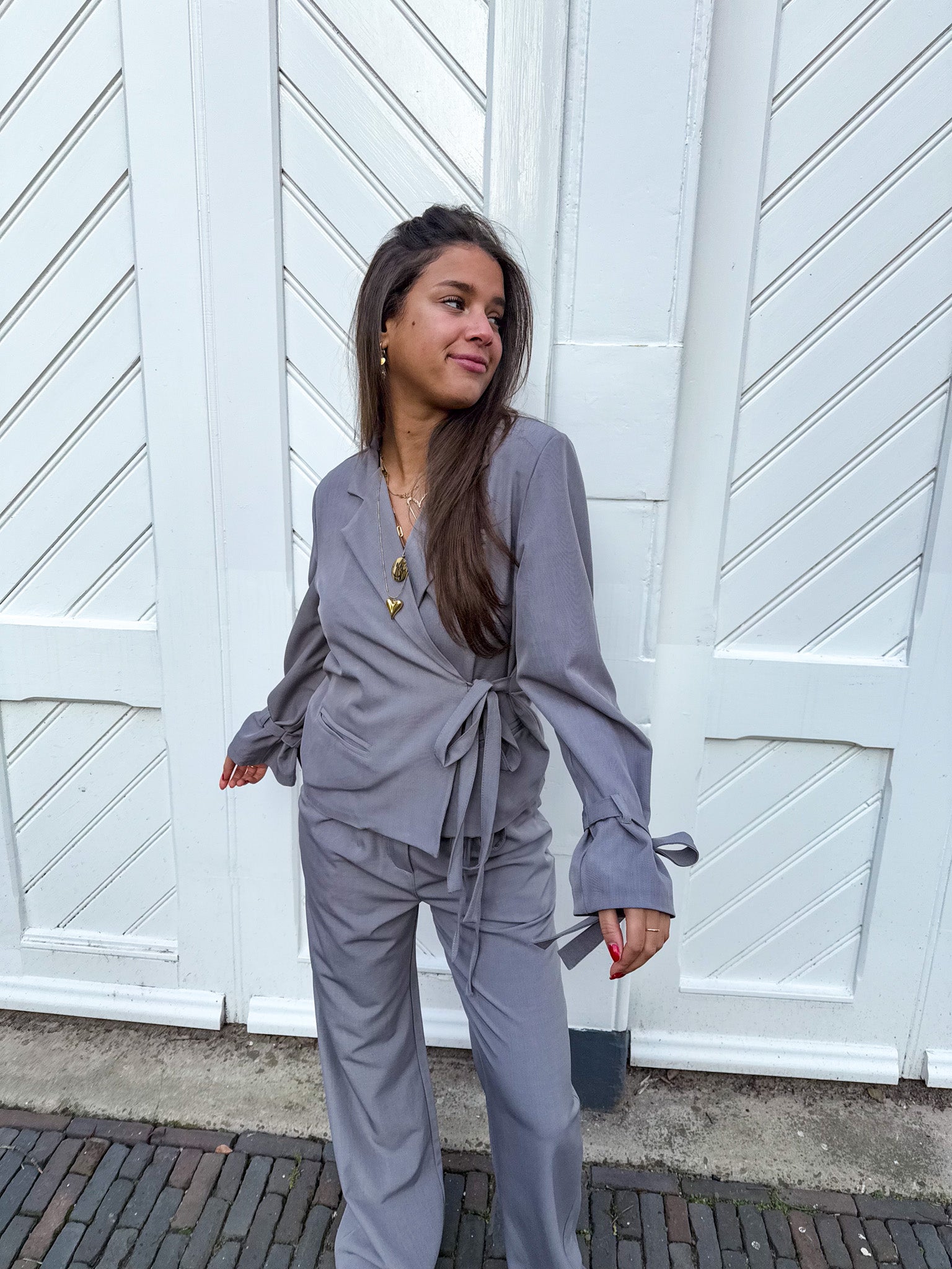 Nina Blazer Sleeve Detail Grey