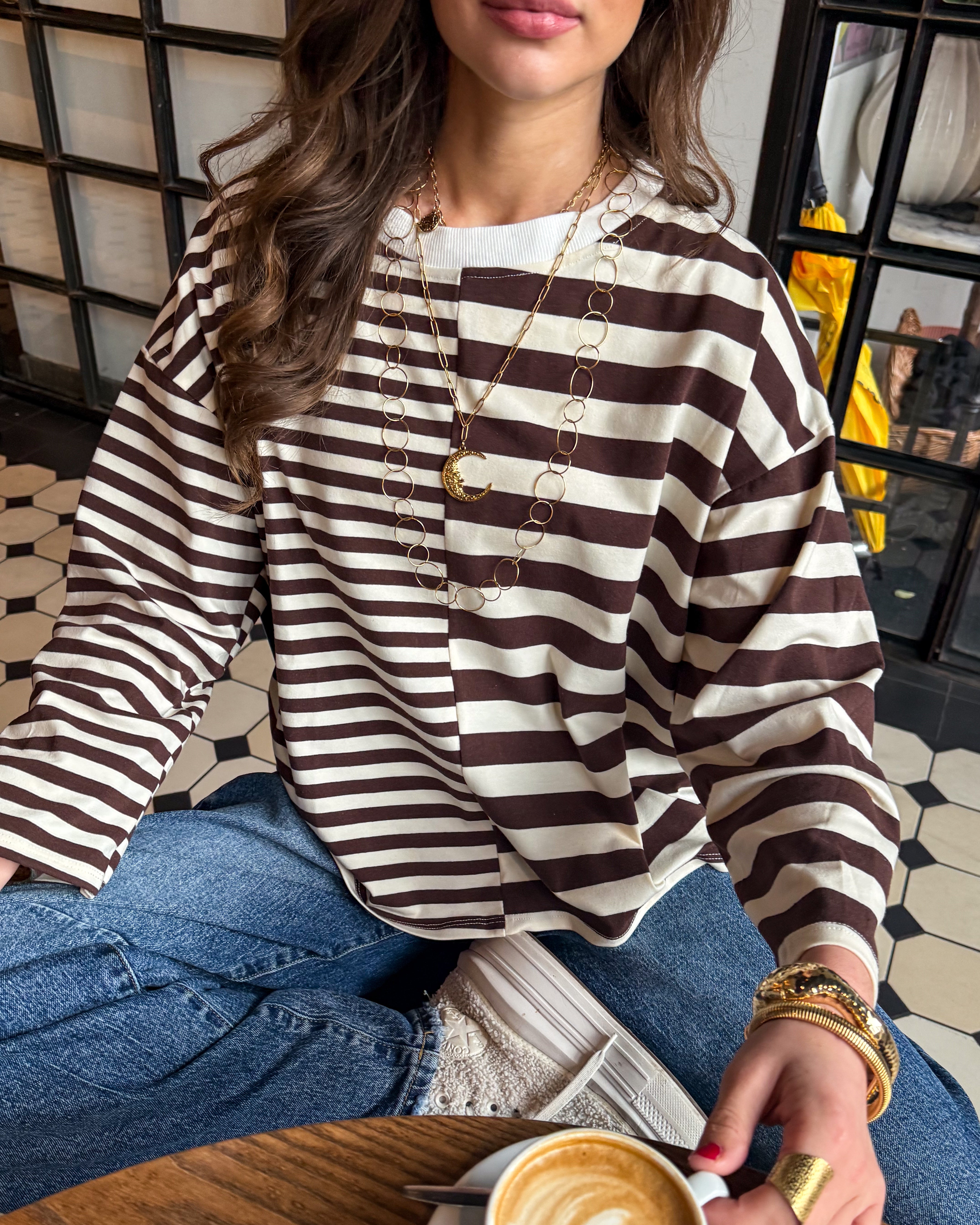 Noor Striped Longsleeve Brown