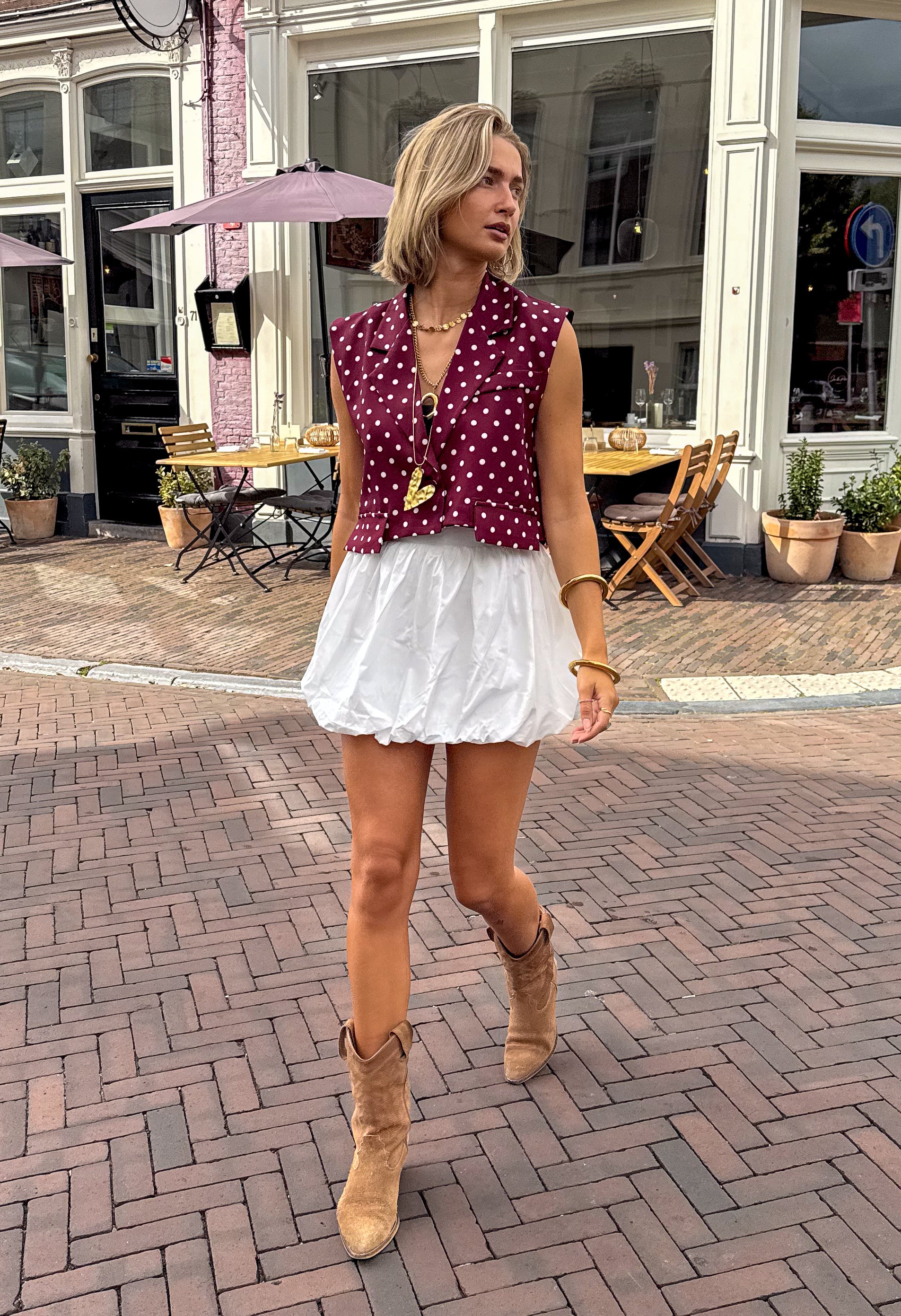 Pom Dots Gilet Bordeaux