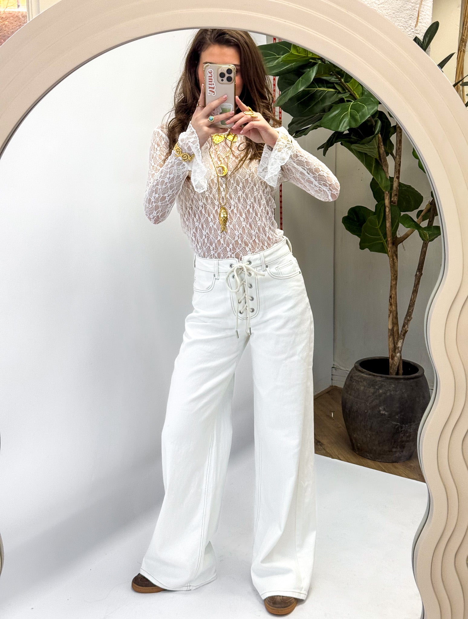 Rope Wide Leg Jeans White