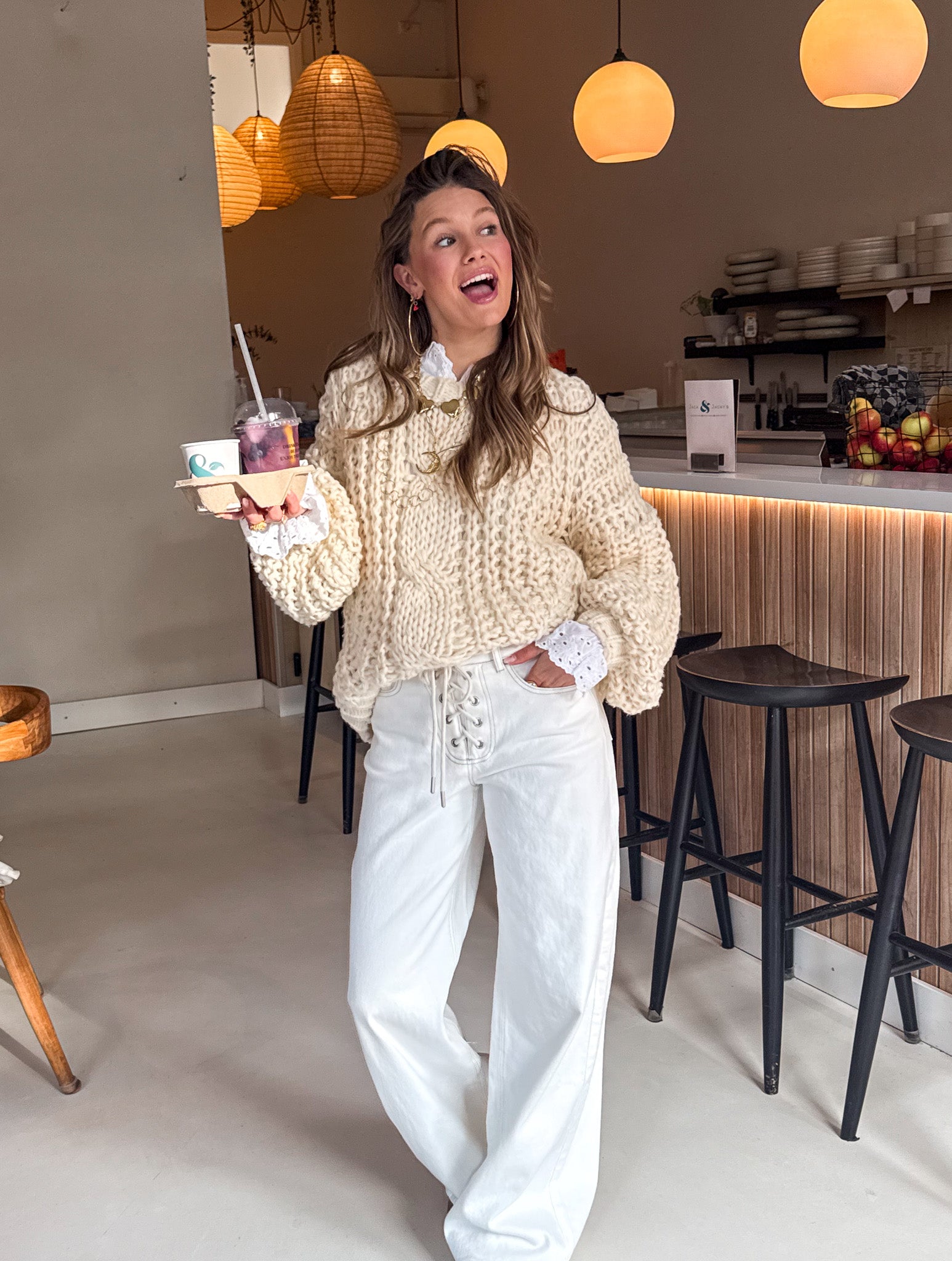 Rope Wide Leg Jeans White