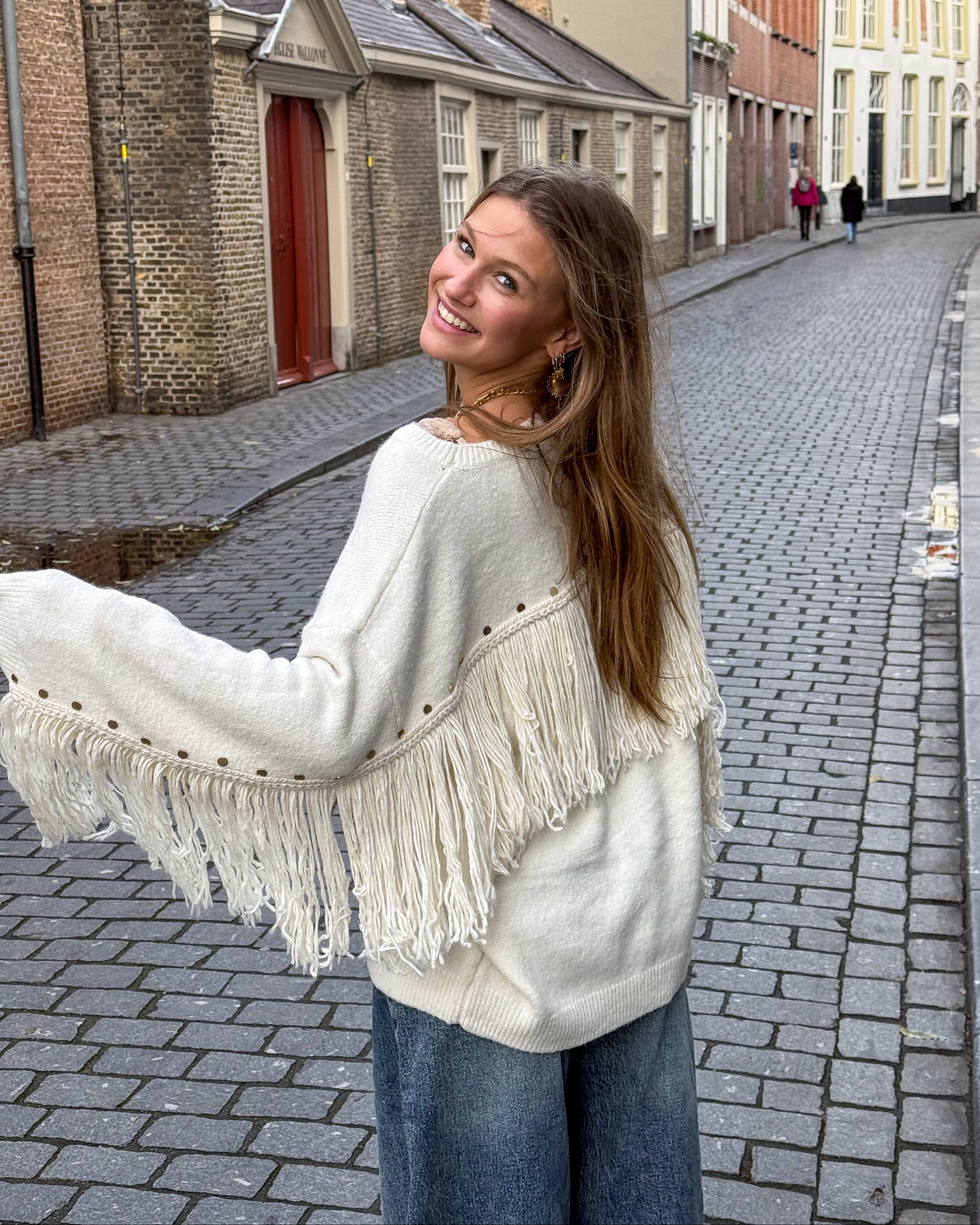 Roxane Fringe Knit White