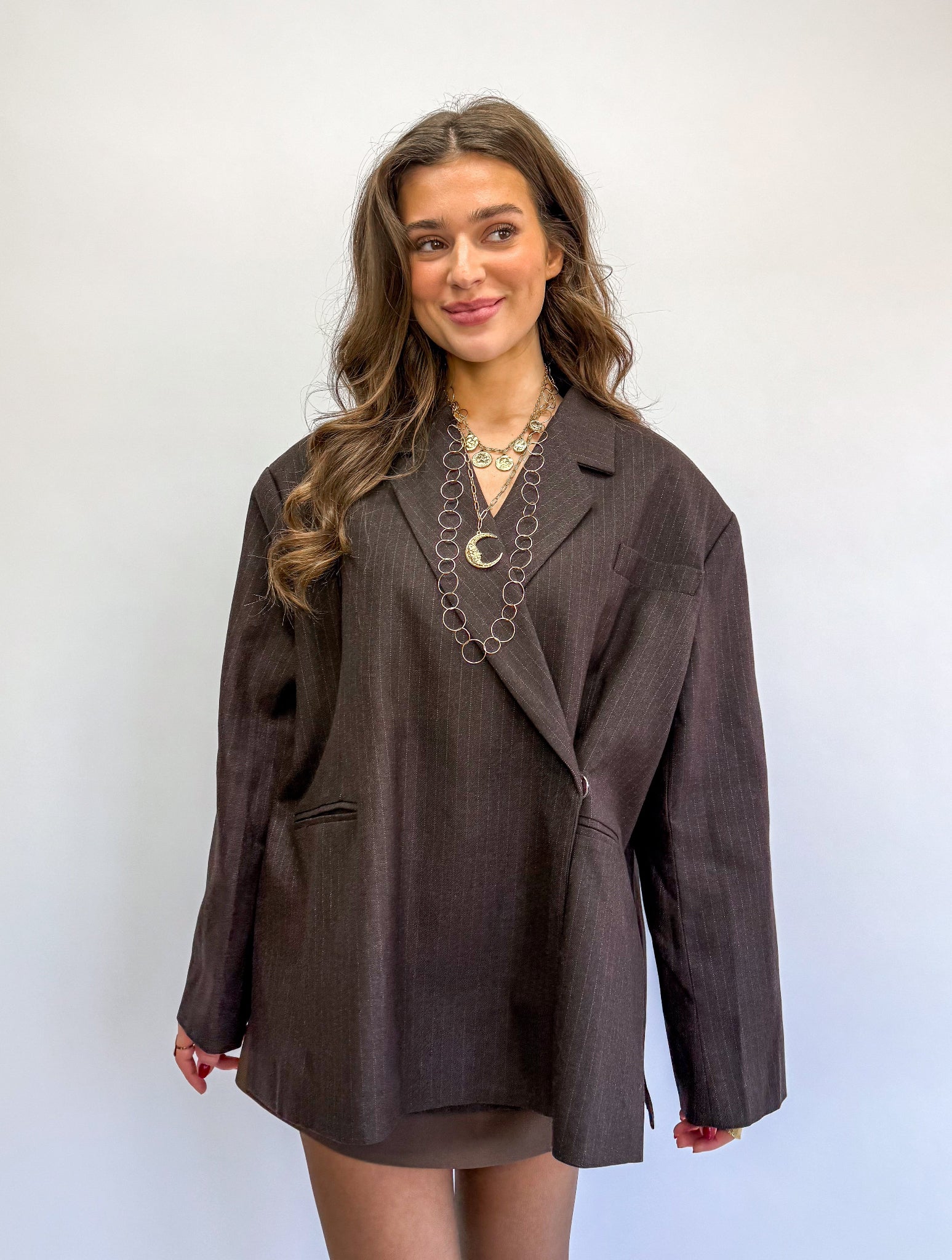 Saint Oversized Blazer Brown Stripe