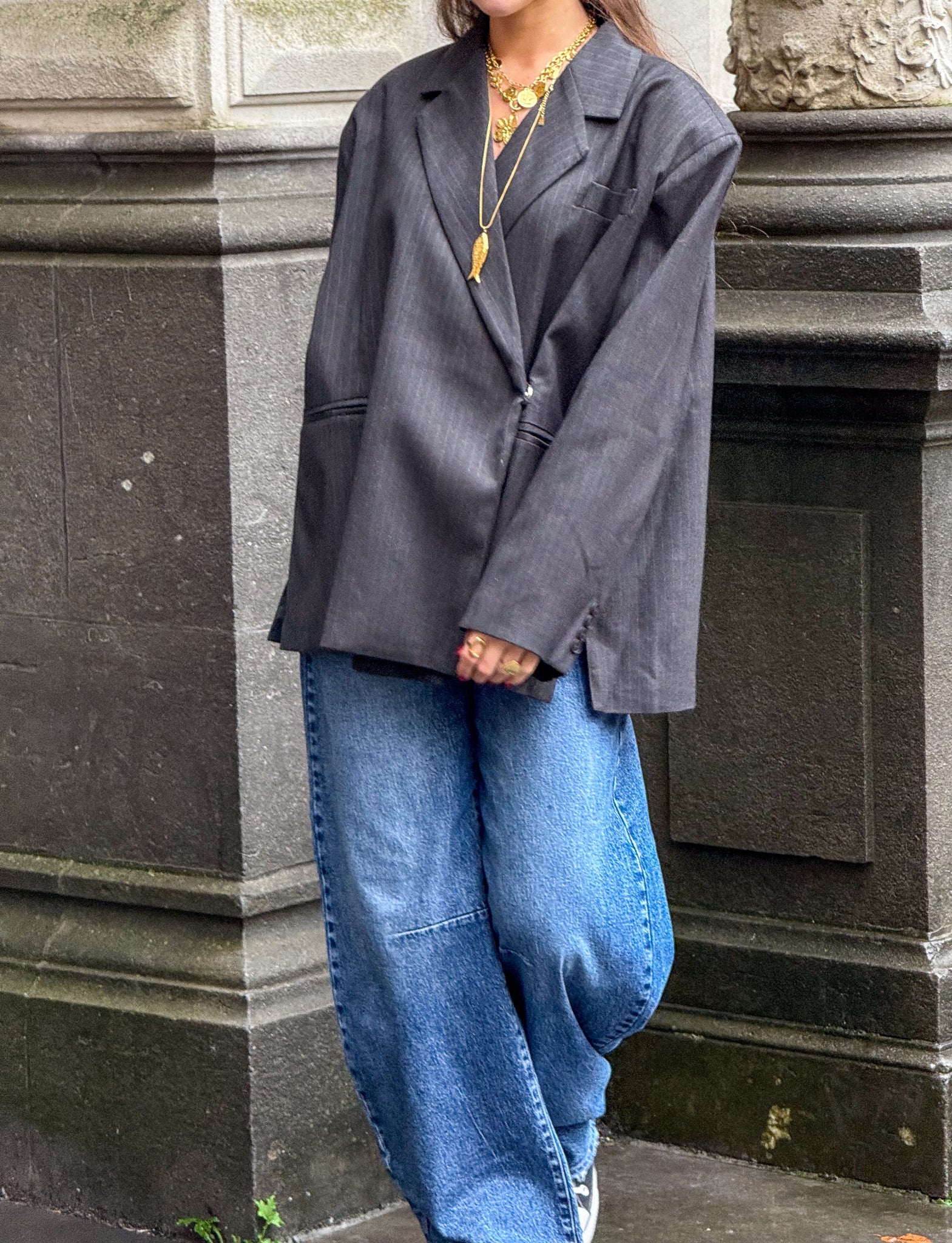 Saint Oversized Blazer Grey Stripe