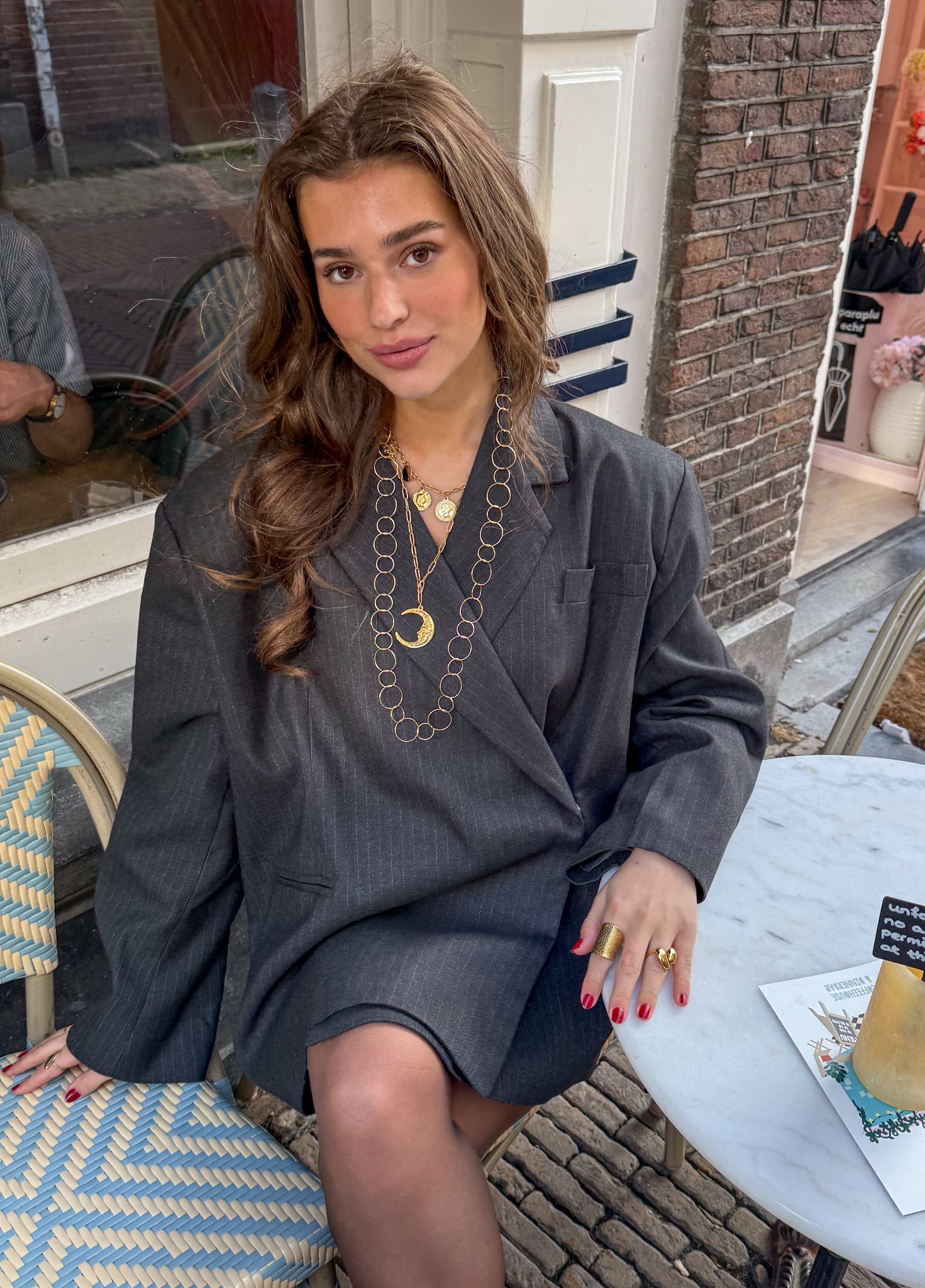 Saint Oversized Blazer Grey Stripe