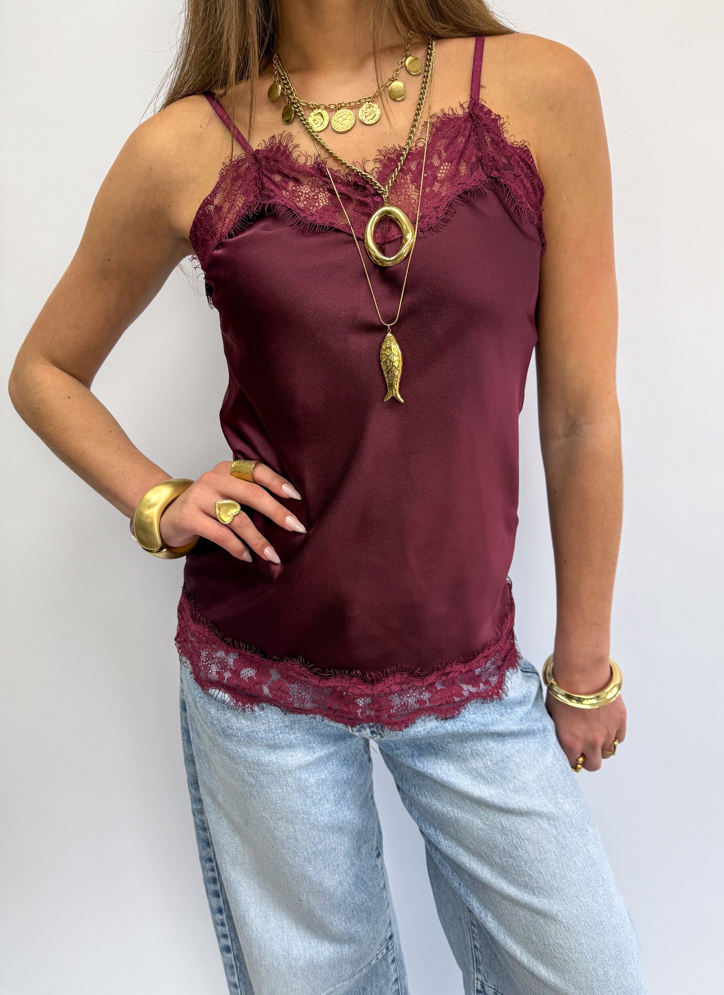 Sensa Lace Top Bordeaux