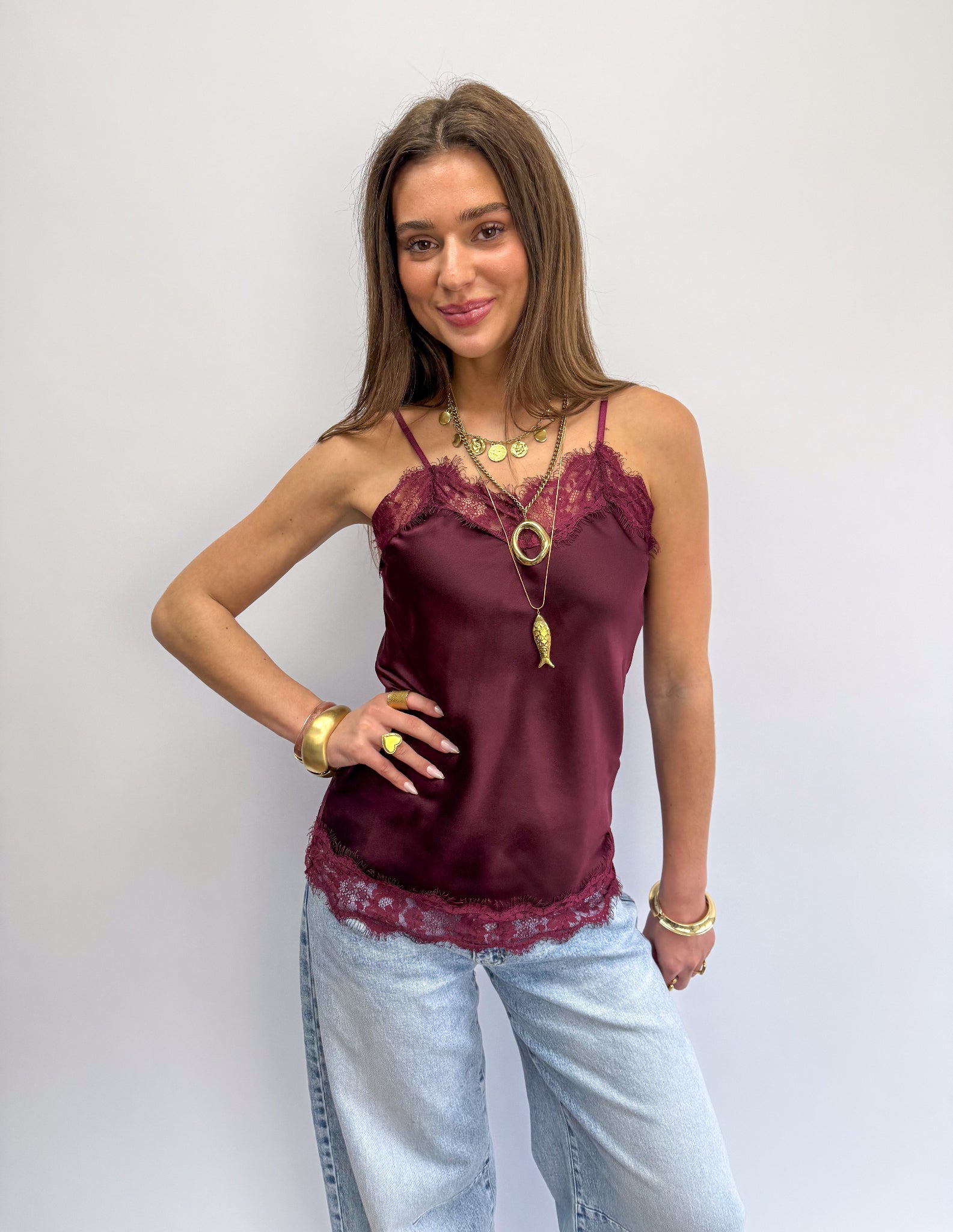 Sensa Lace Top Bordeaux