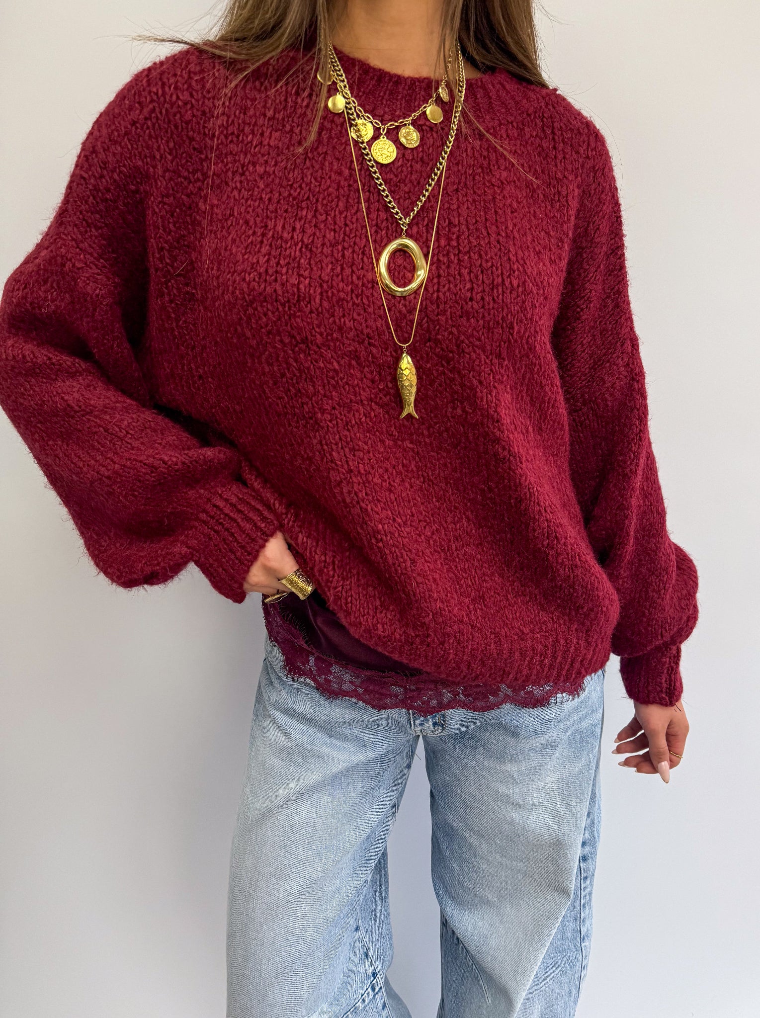 Sensa Lace Top Bordeaux