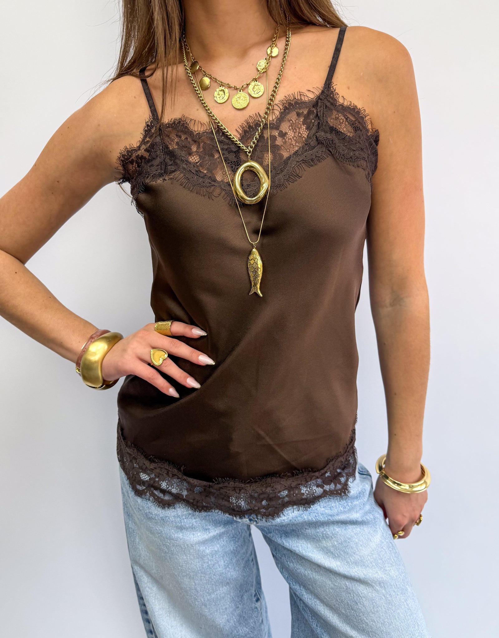 Sensa Lace Top Brown