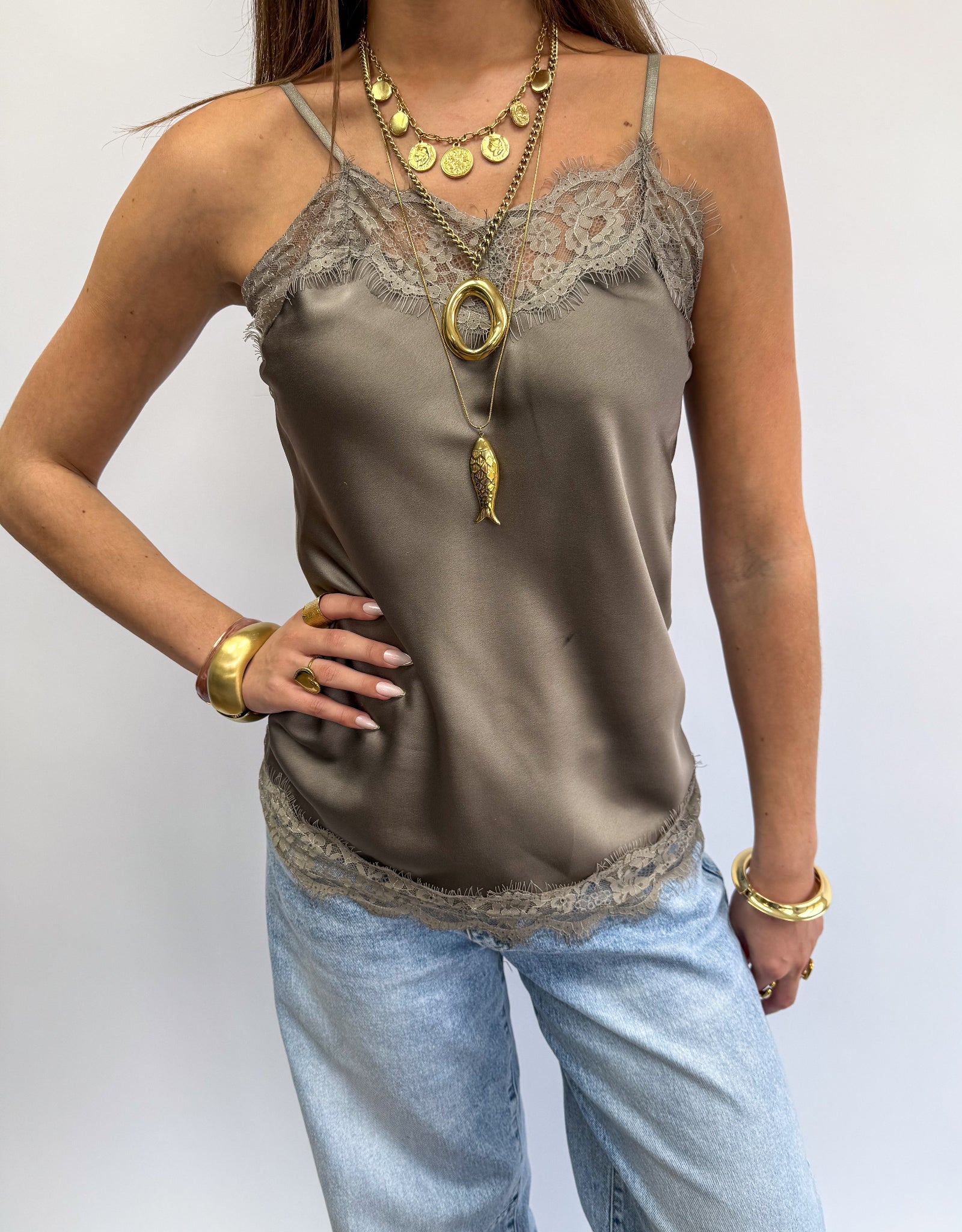 Sensa Lace Top Taupe