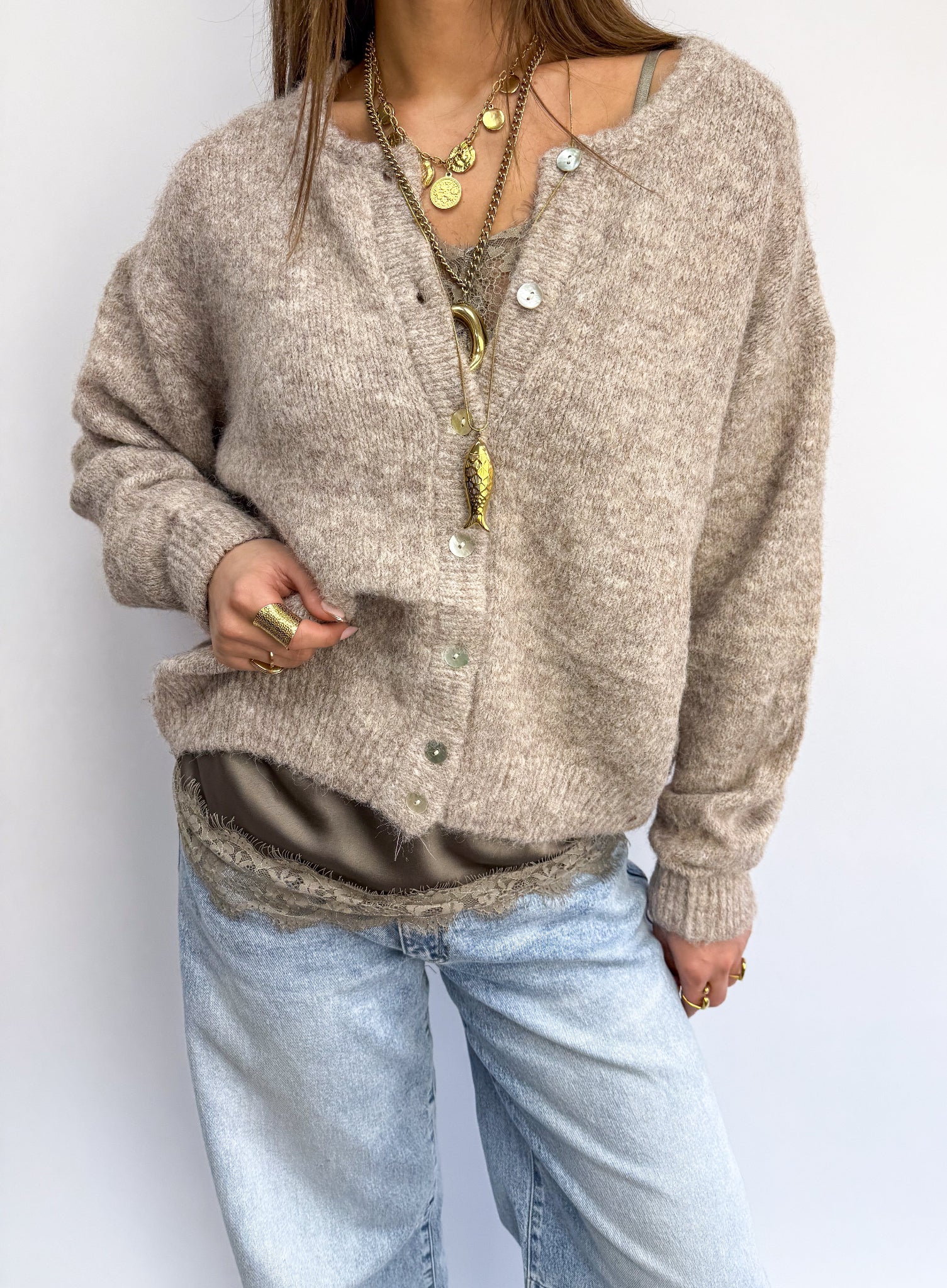 Sensa Lace Top Taupe