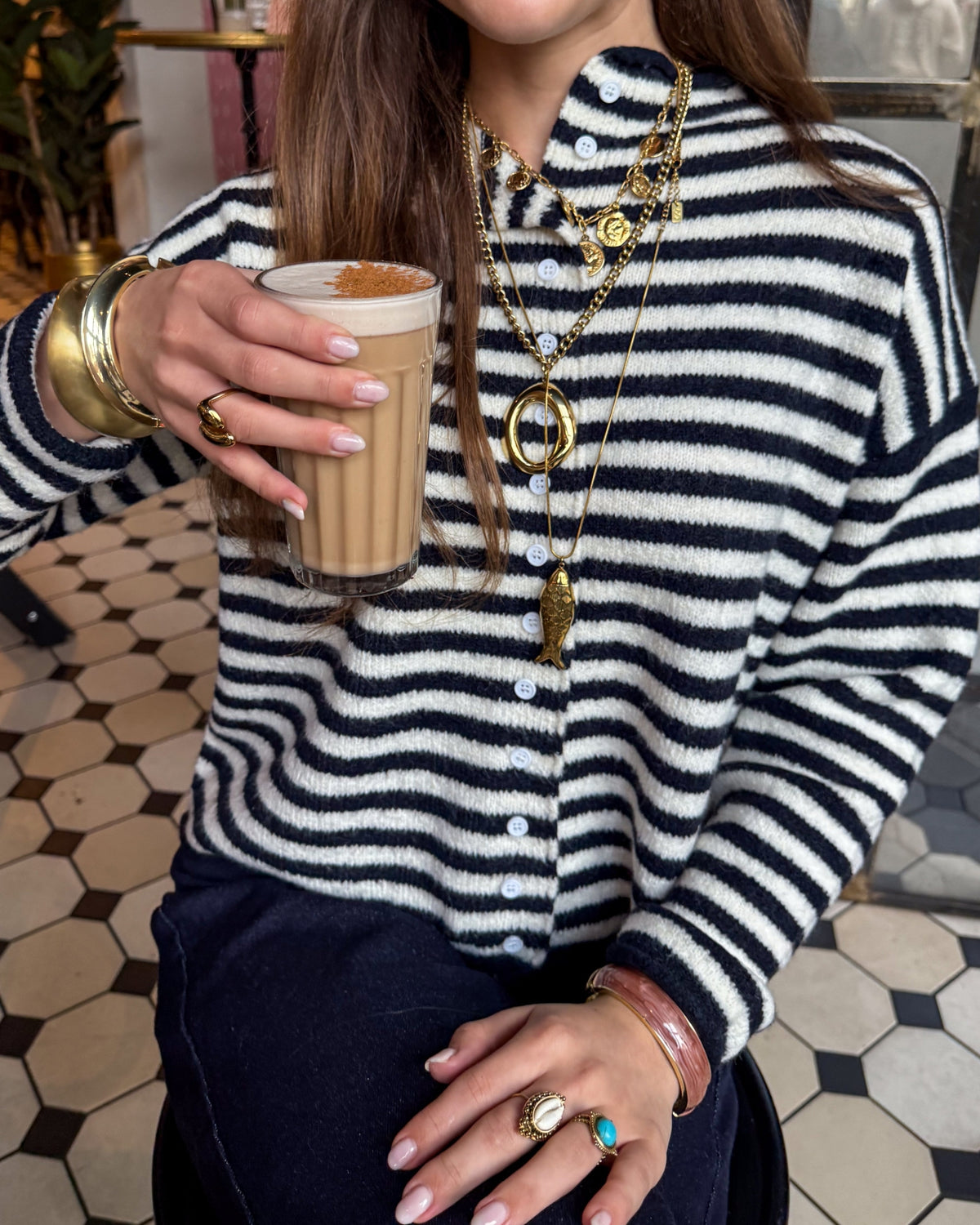 Serena Vest Gestreept | Navy
