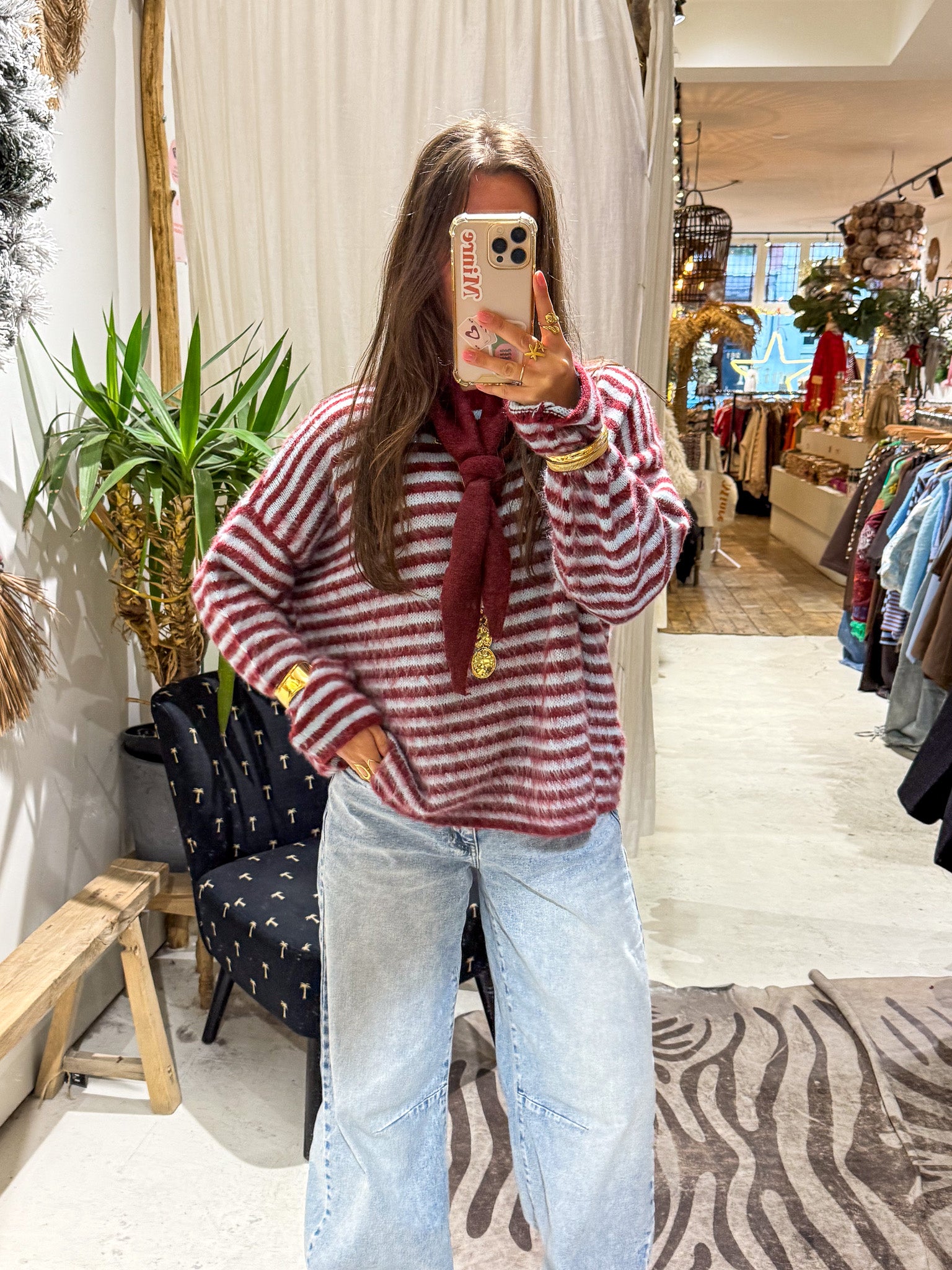 Soft Horizon Stripes Knit Bordeaux