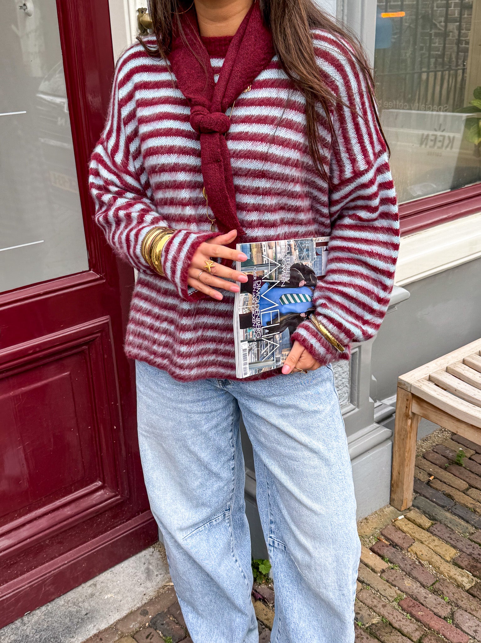 Soft Horizon Stripes Knit Bordeaux