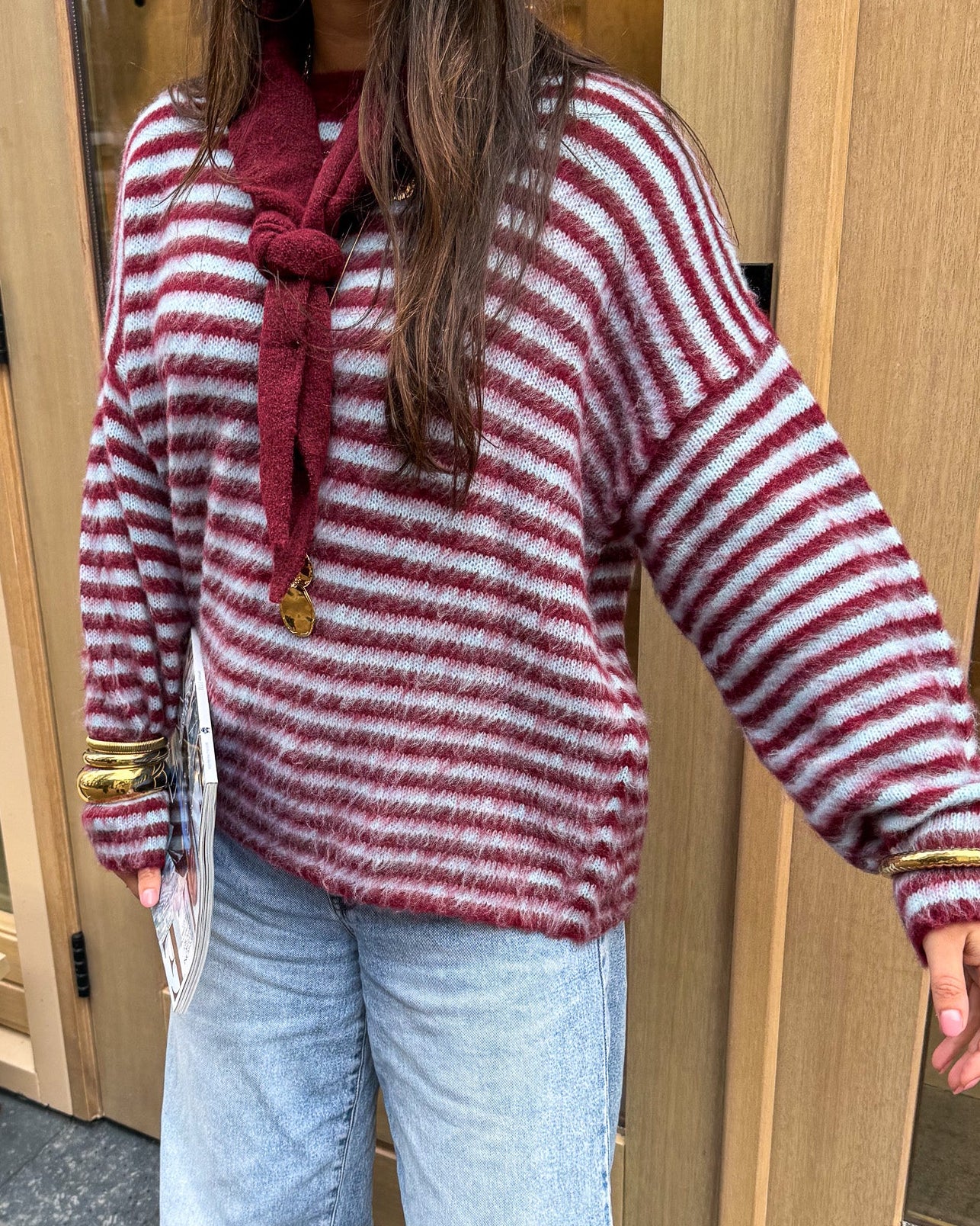 Soft Horizon Stripes Knit Bordeaux