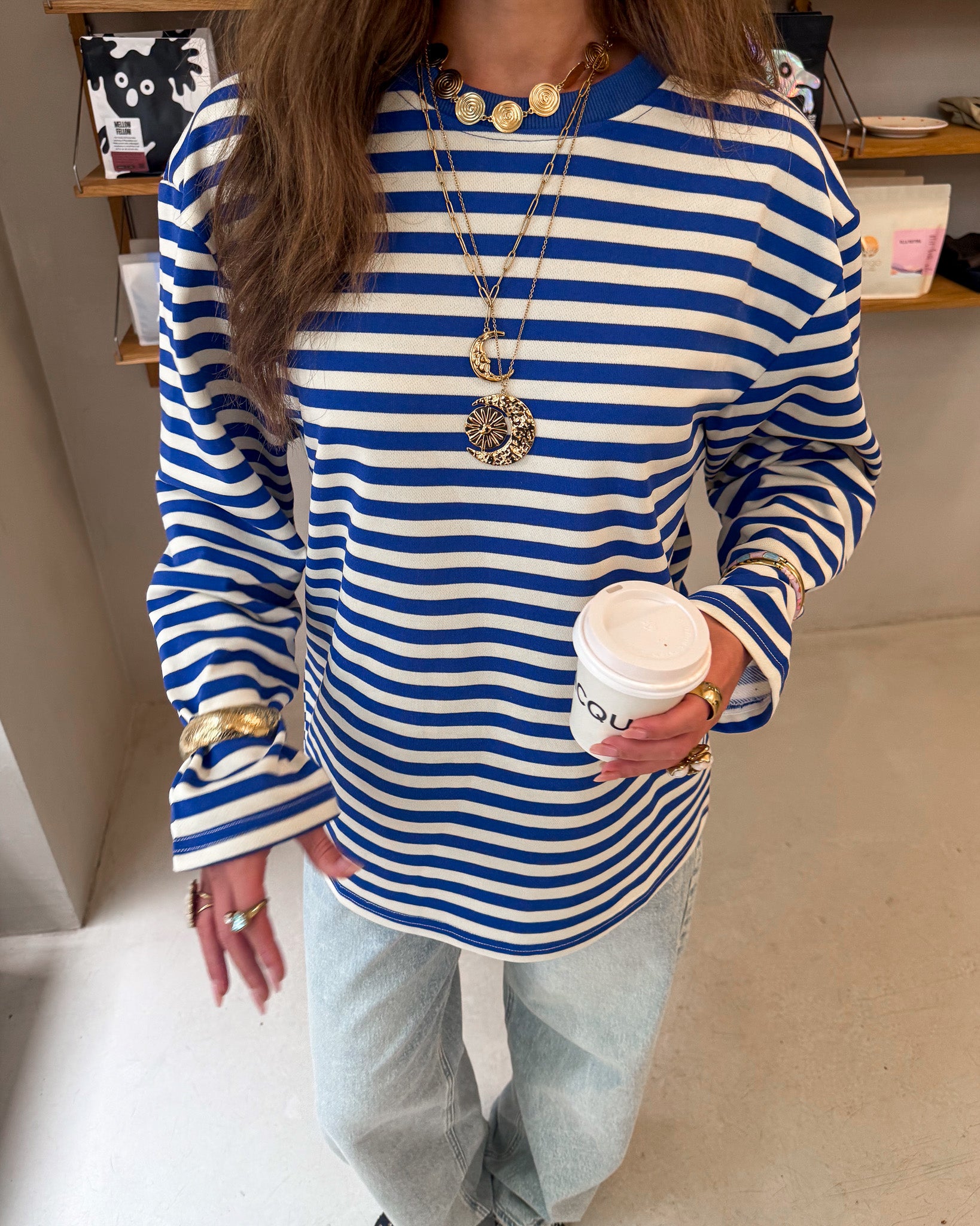Stripes on Stripes Long Sleeve Cobalt Blue