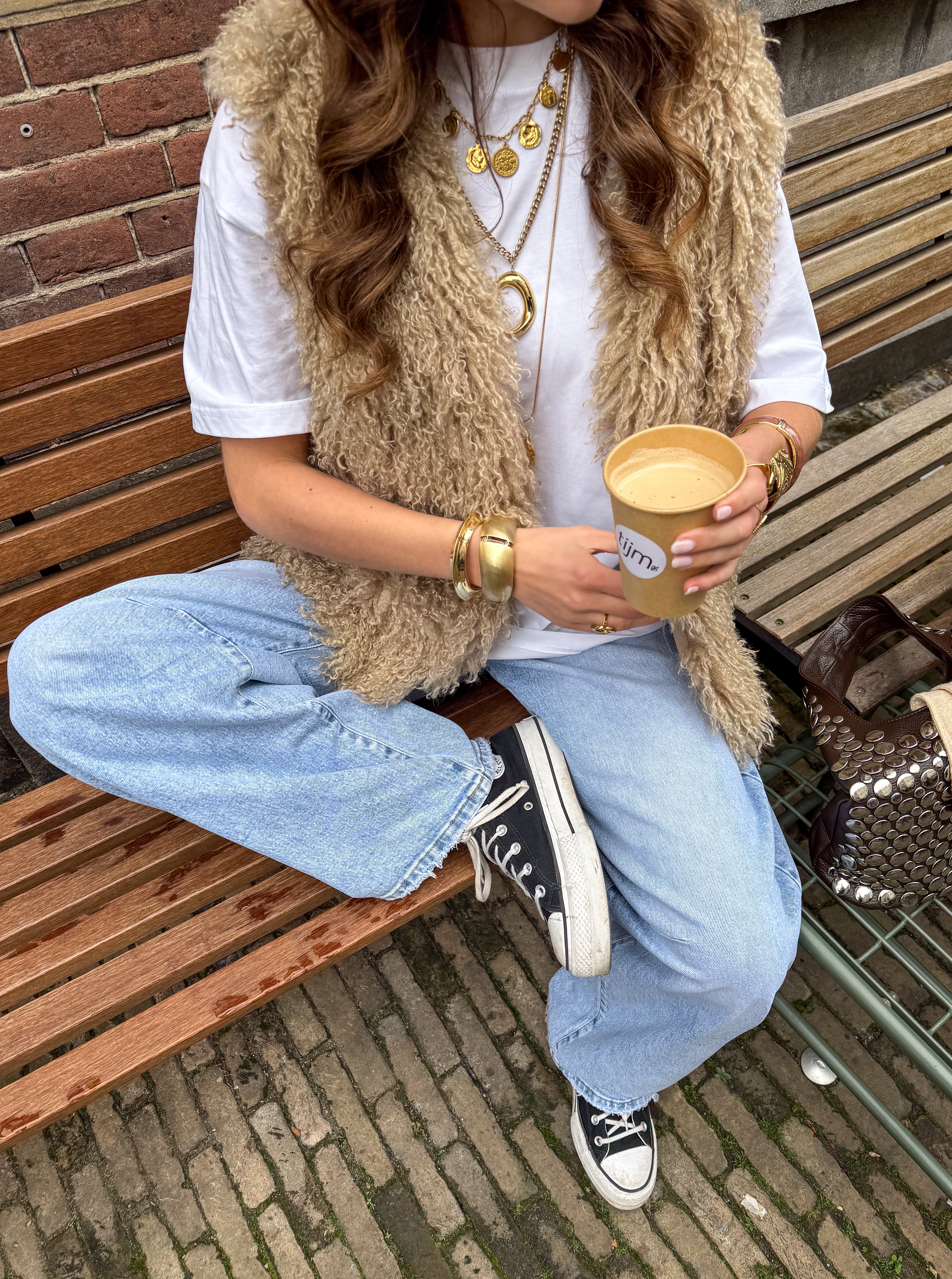 Toffee Fluffy Gilet Beige