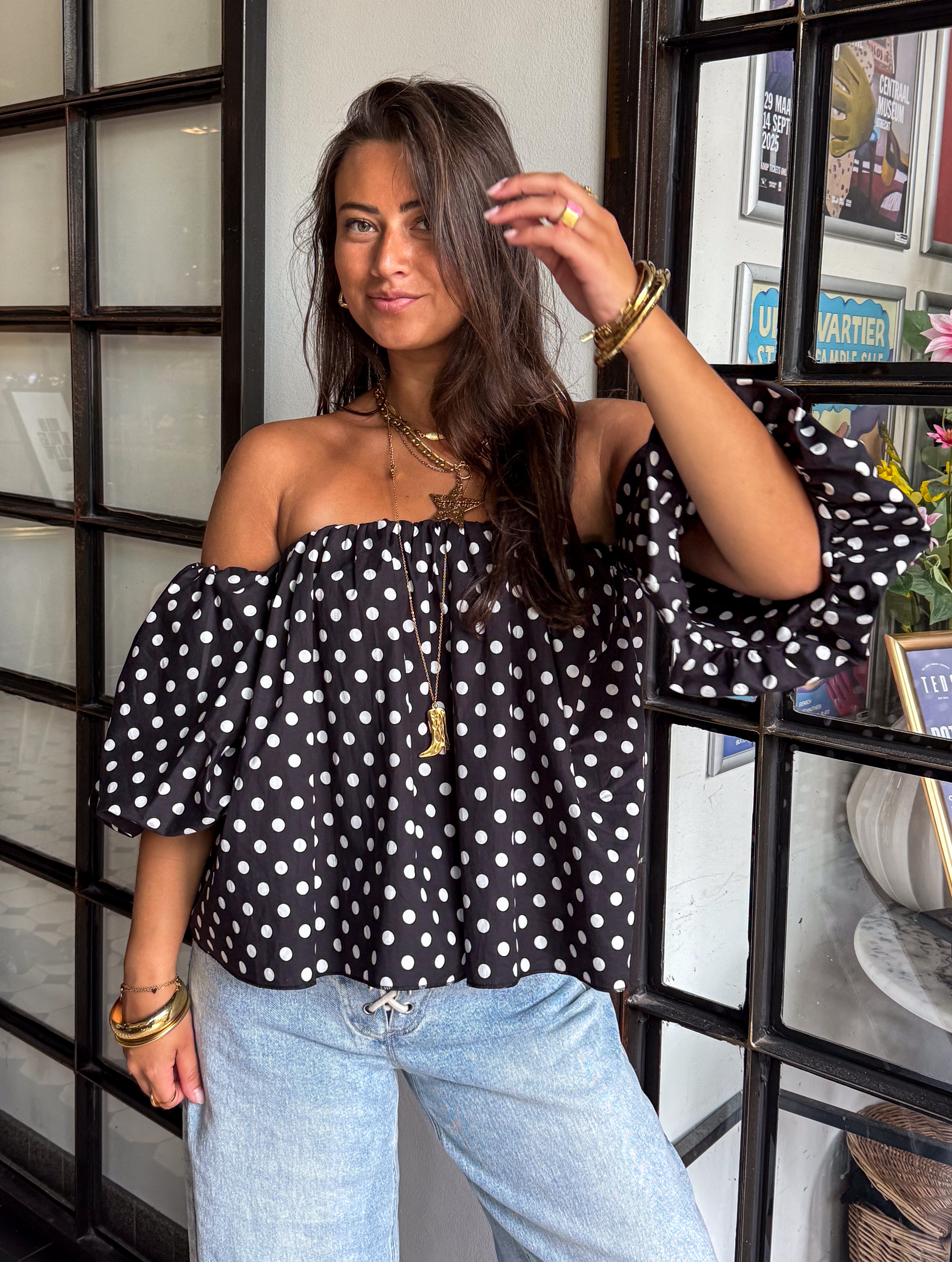 Winnie Dots Top Black