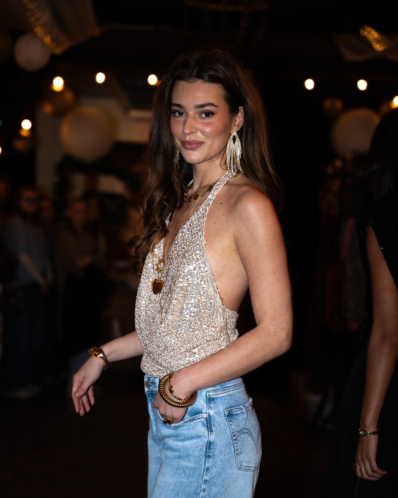 Alea Glitter Halter Top Champagne