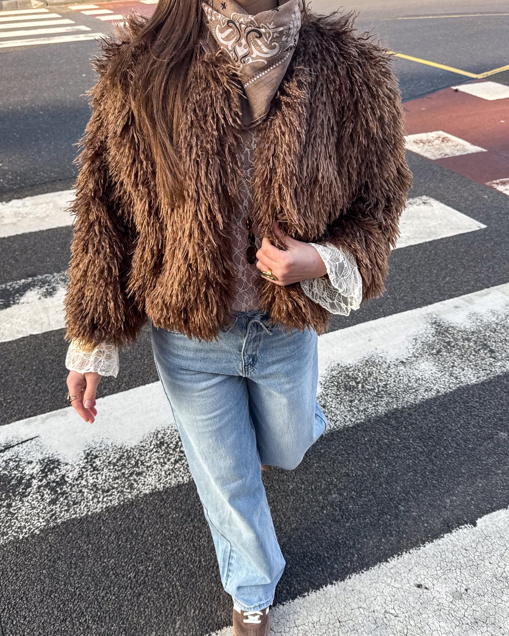 Anne Fluffy Jacket Brown