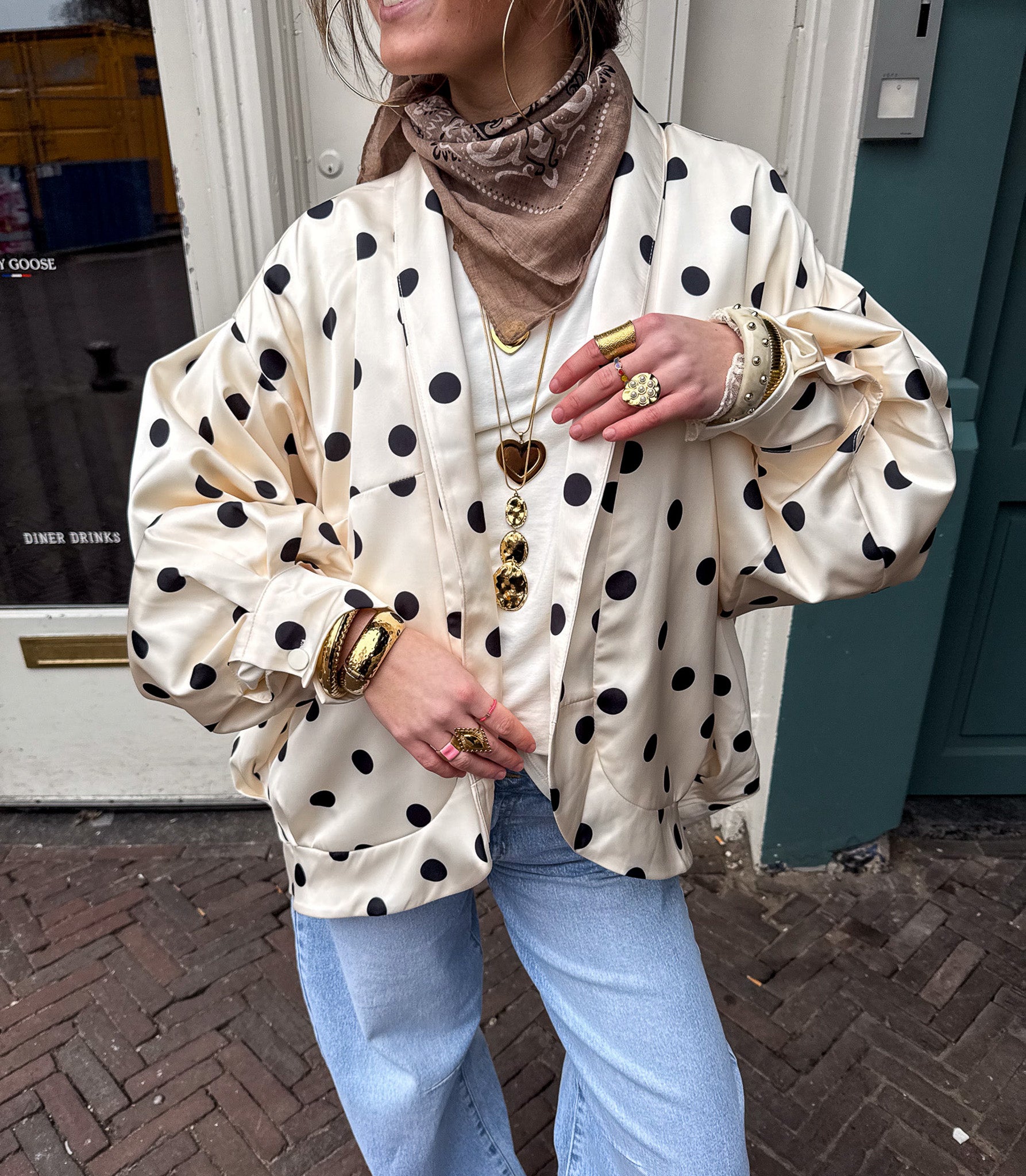 Arlo Jacket Creme Dots